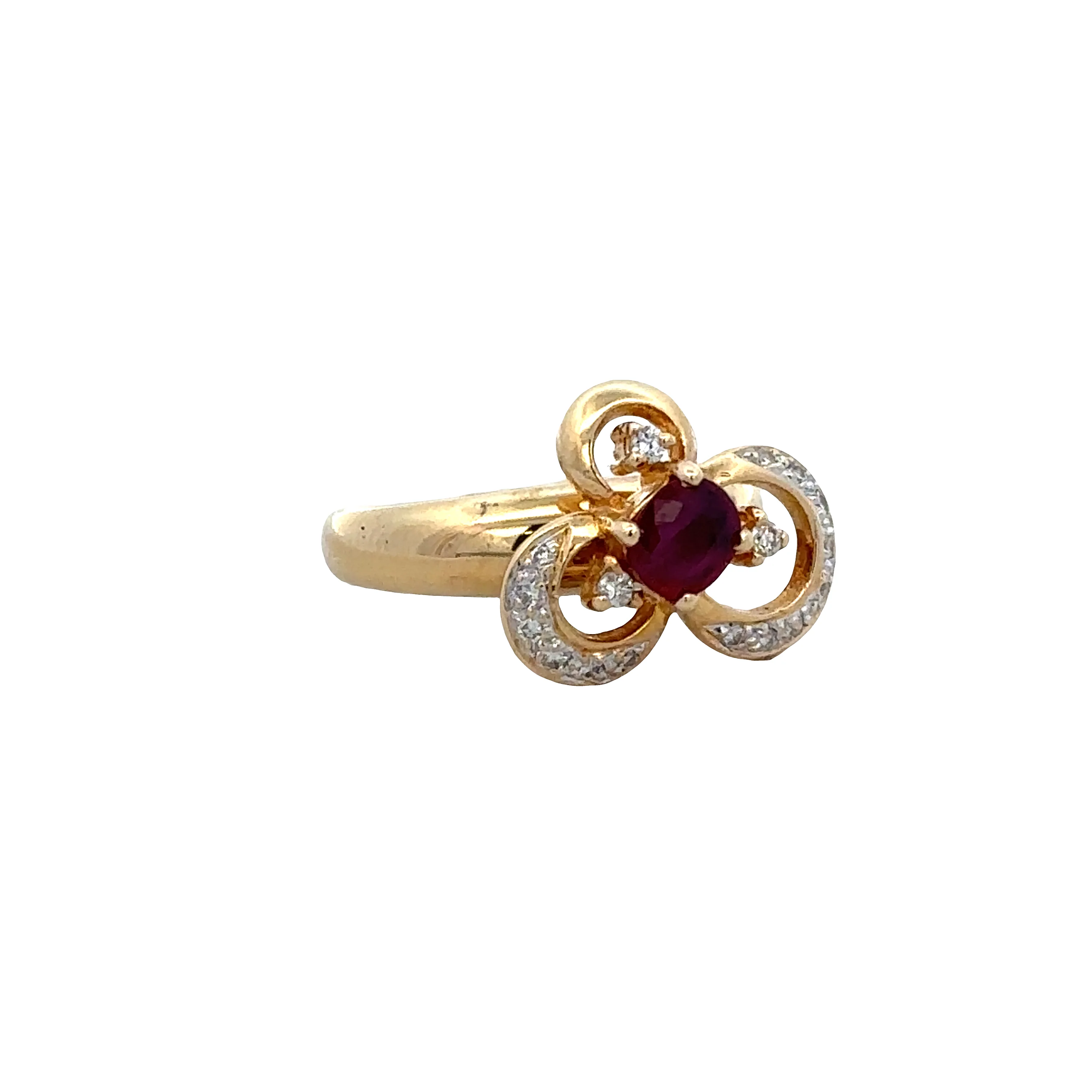 18k Yellow Gold Ruby & Diamond Spinner Ring – Size 5.25 - Image 2