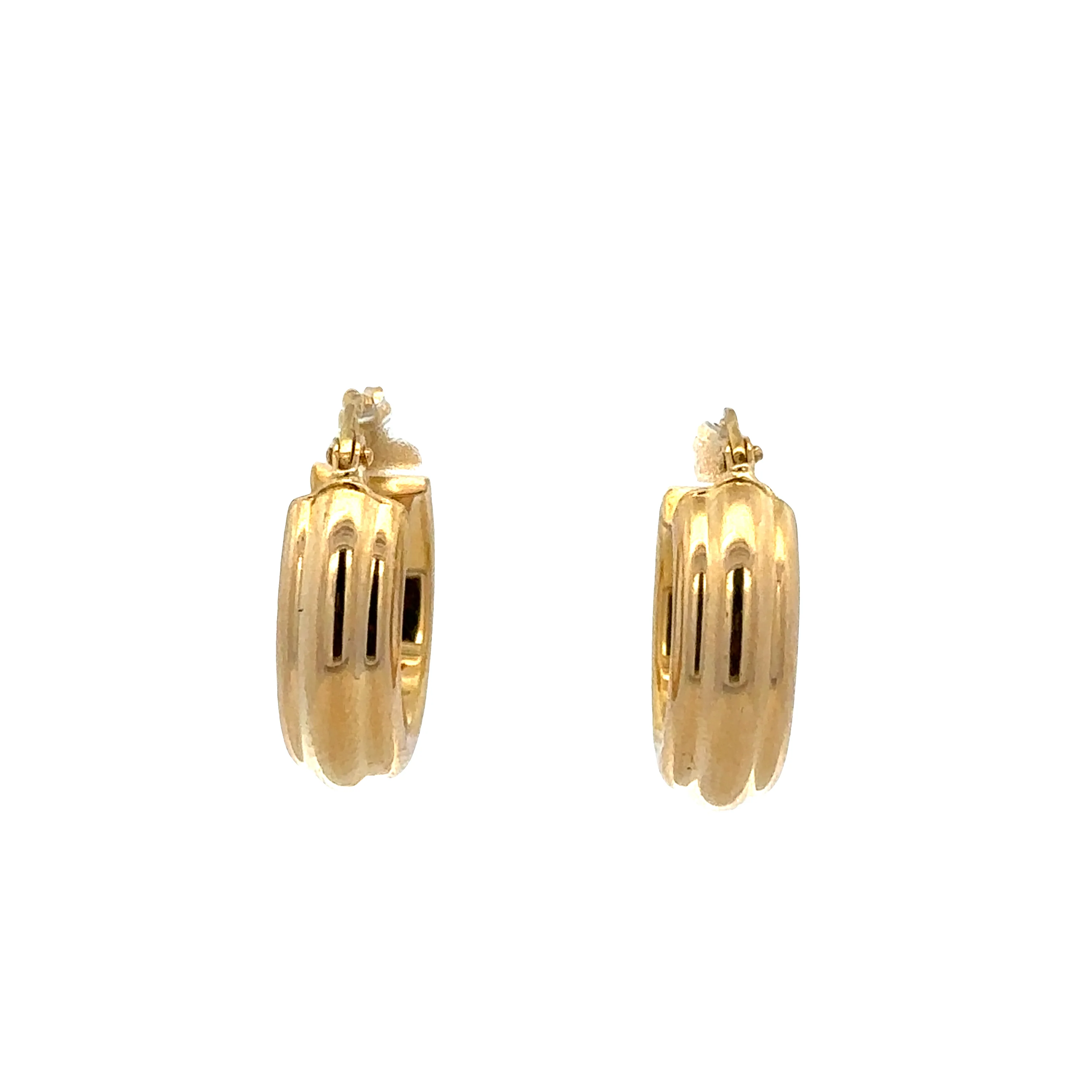 18k Yellow Gold Textured Hoop Earrings – 5/8 Inch