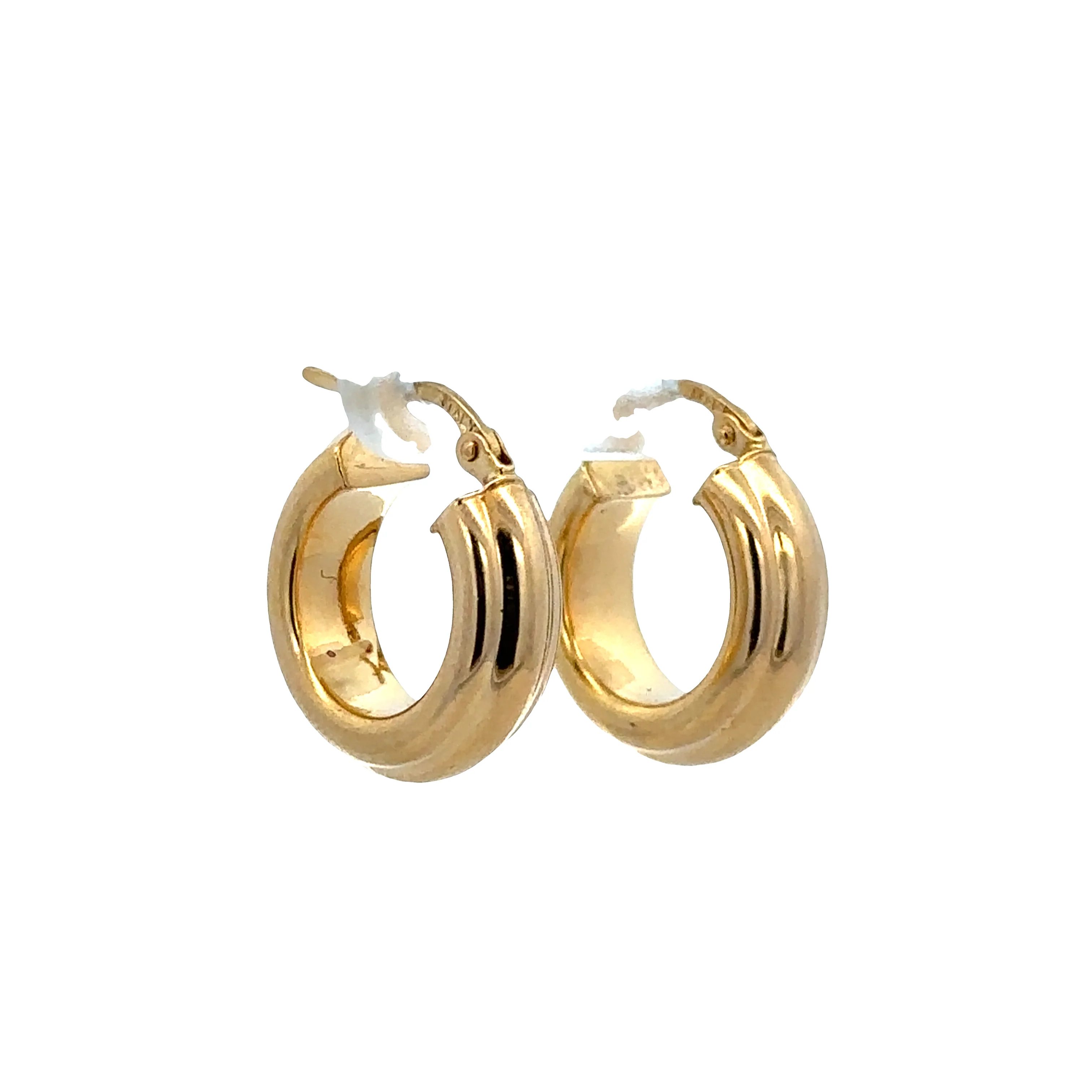 18k Yellow Gold Textured Hoop Earrings – 5/8 Inch - Image 2