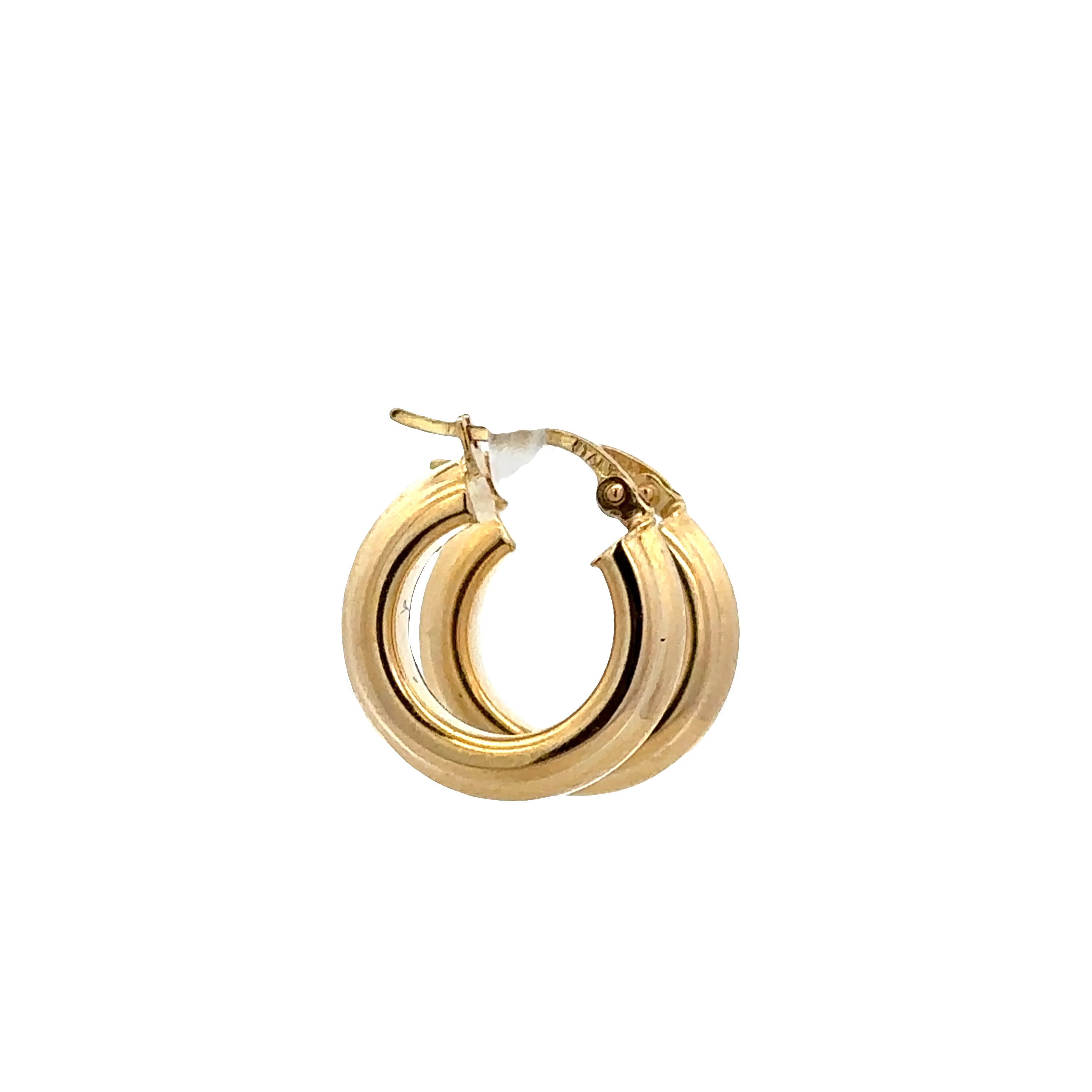 18k Yellow Gold Textured Hoop Earrings – 5/8 Inch - Image 3