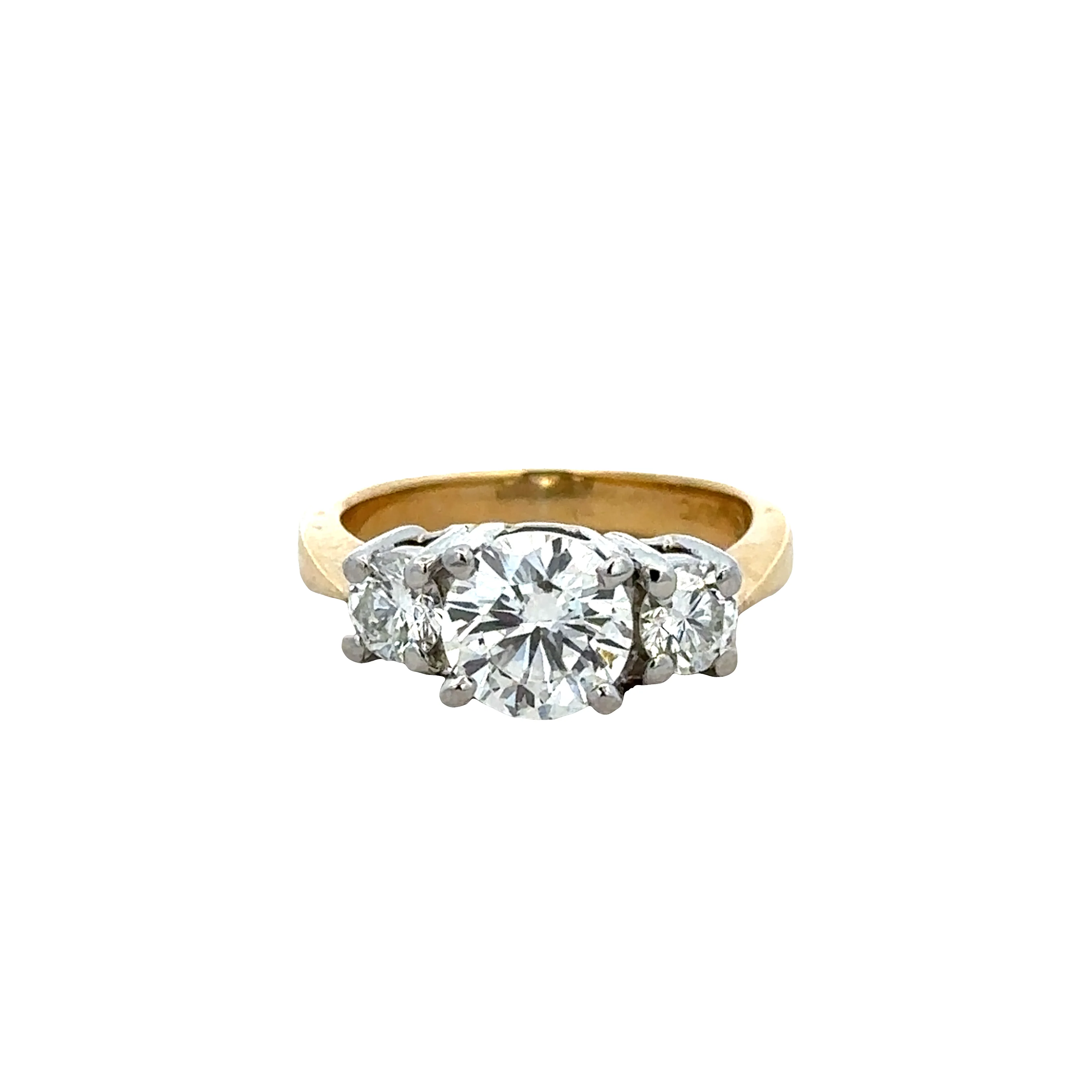 18k Yellow Gold Three Stone Diamond Engagement Ring – Size 4.5