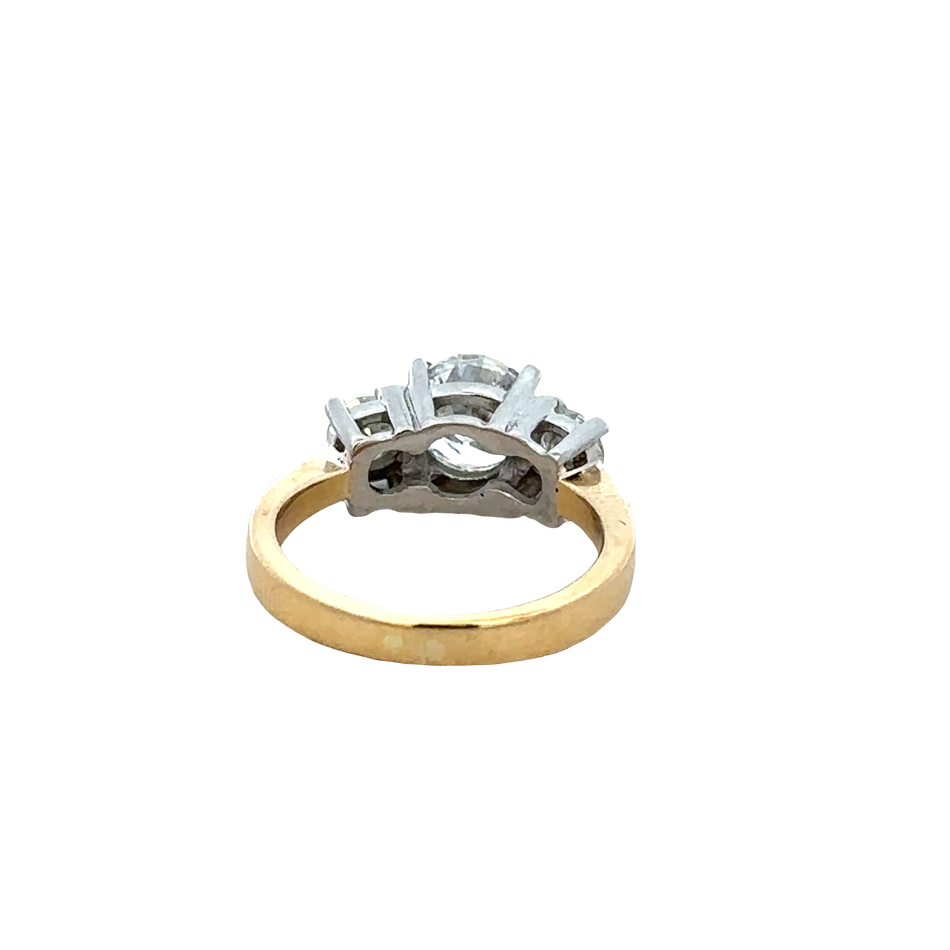 18k Yellow Gold Three Stone Diamond Engagement Ring – Size 4.5 - Image 3