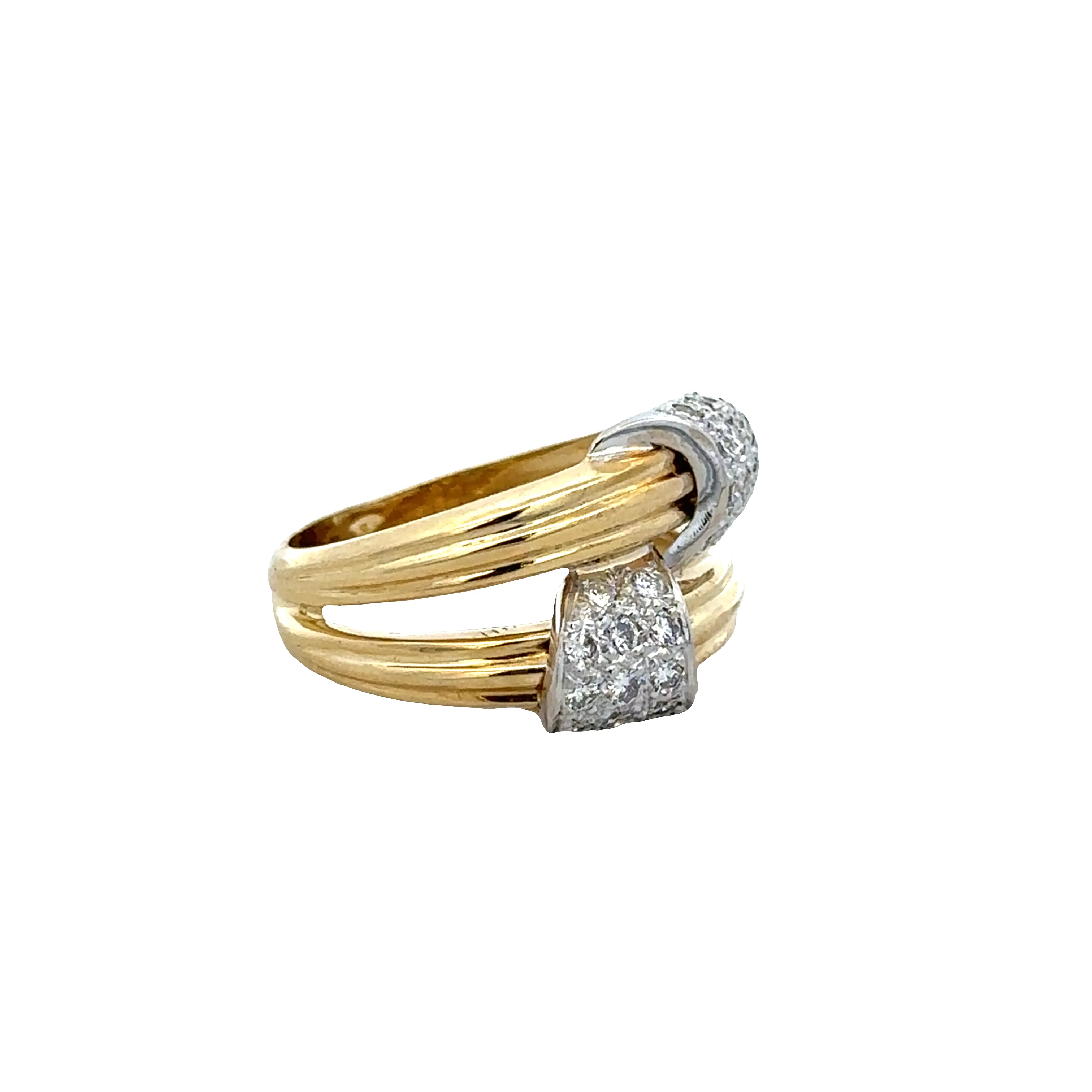 18k Yellow & White Gold Diamond Band Ring – Size 6.75 - Image 2