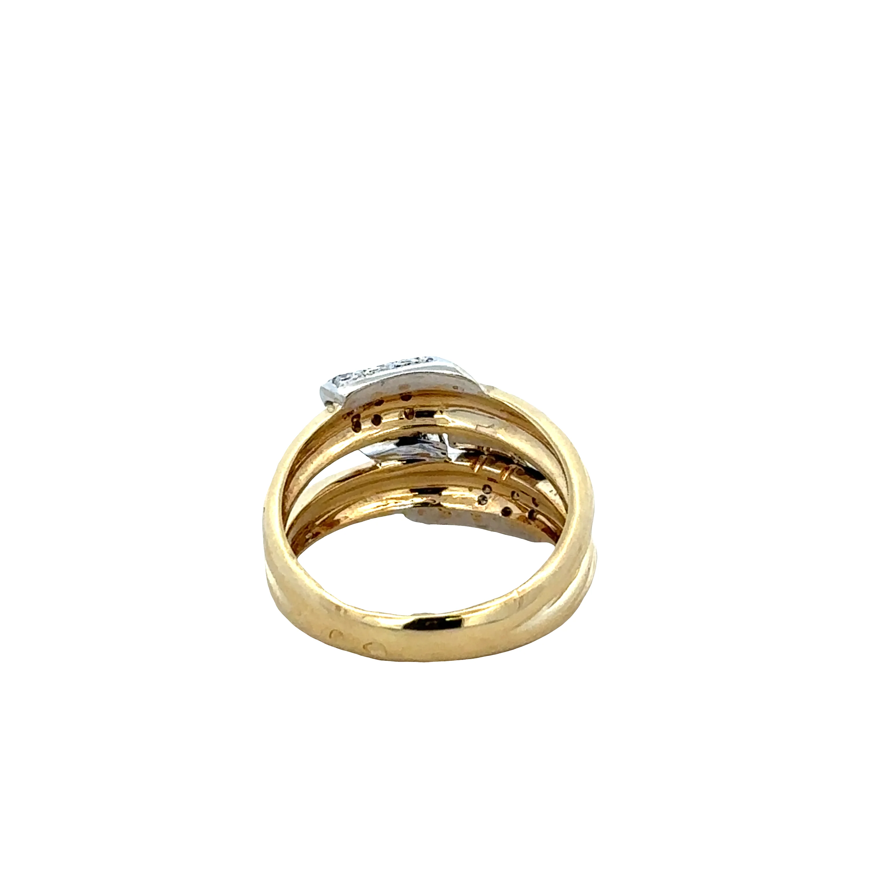 18k Yellow & White Gold Diamond Band Ring – Size 6.75 - Image 3