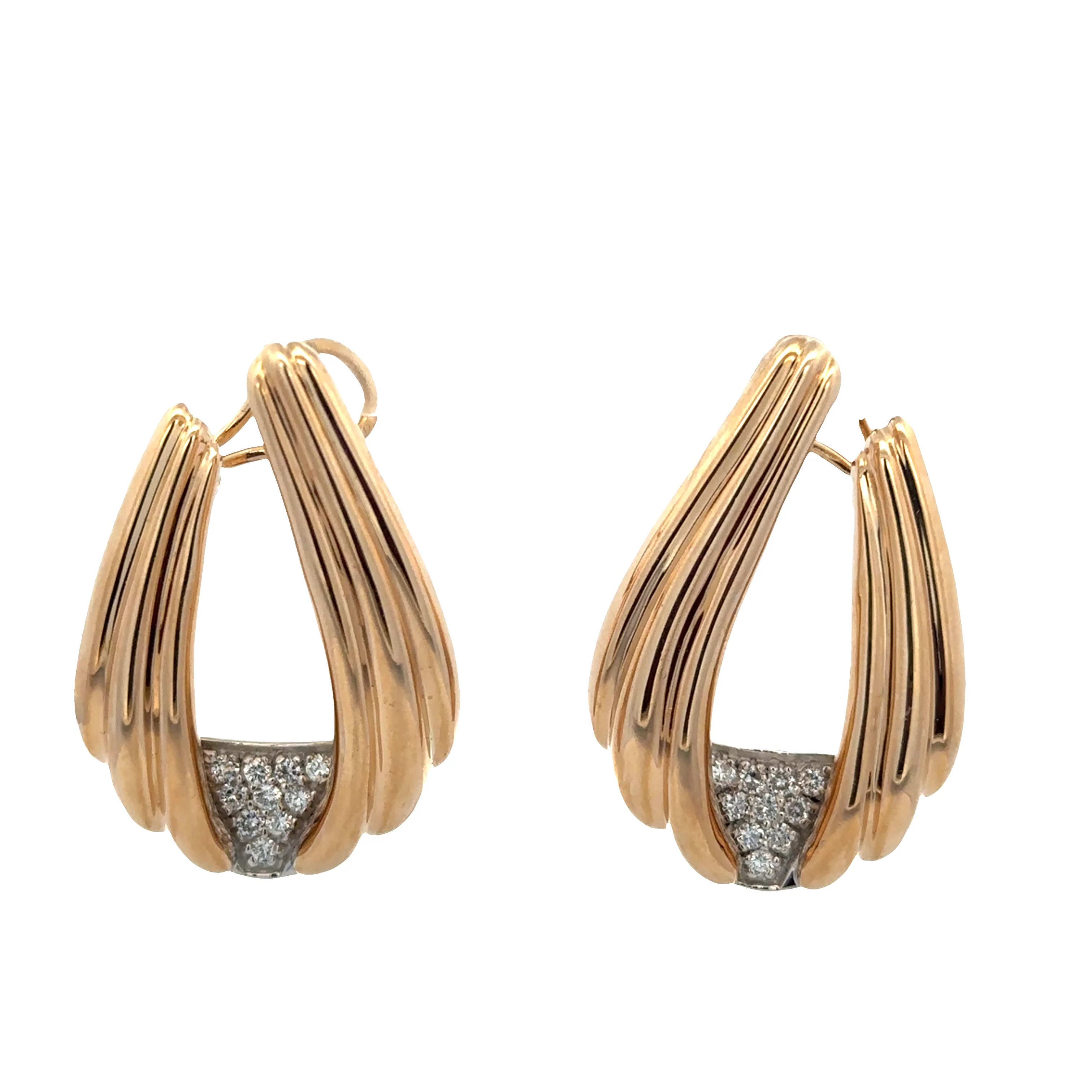 18k Yellow & White Gold Diamond Statement Earrings – 1 5/8" Tall