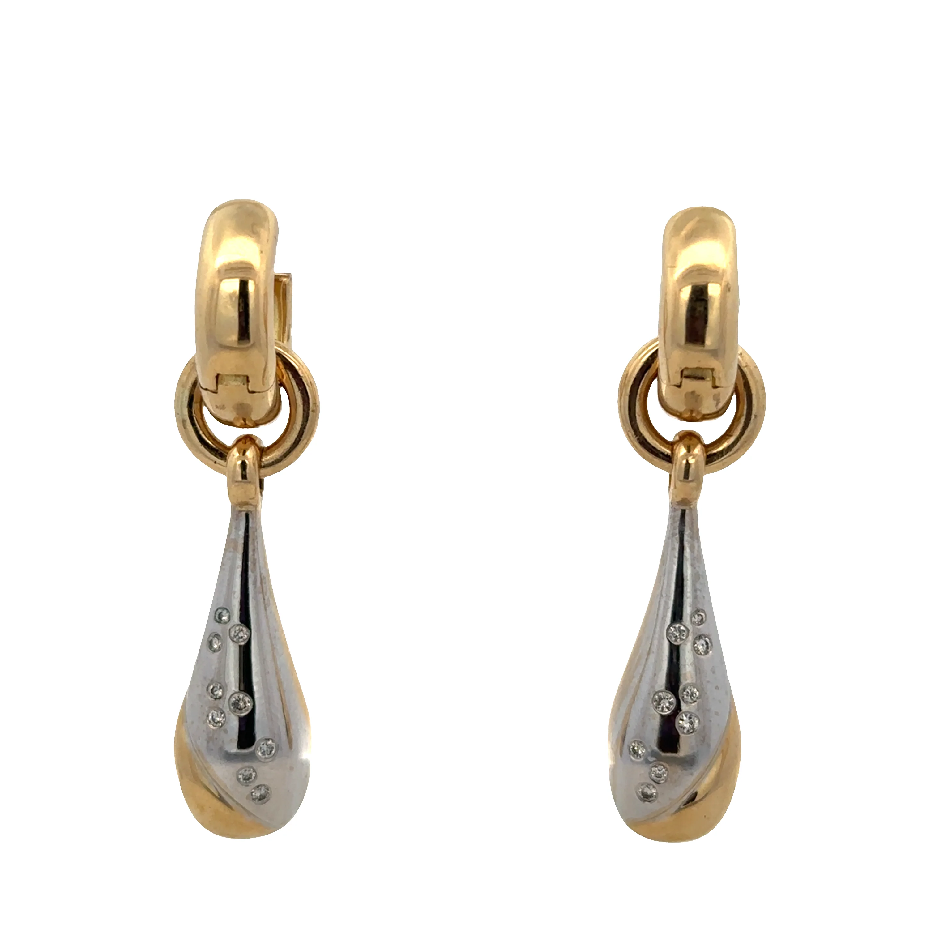 18k Yellow & White Gold Diamond Teardrop Convertible Earrings – 0.30 CTW