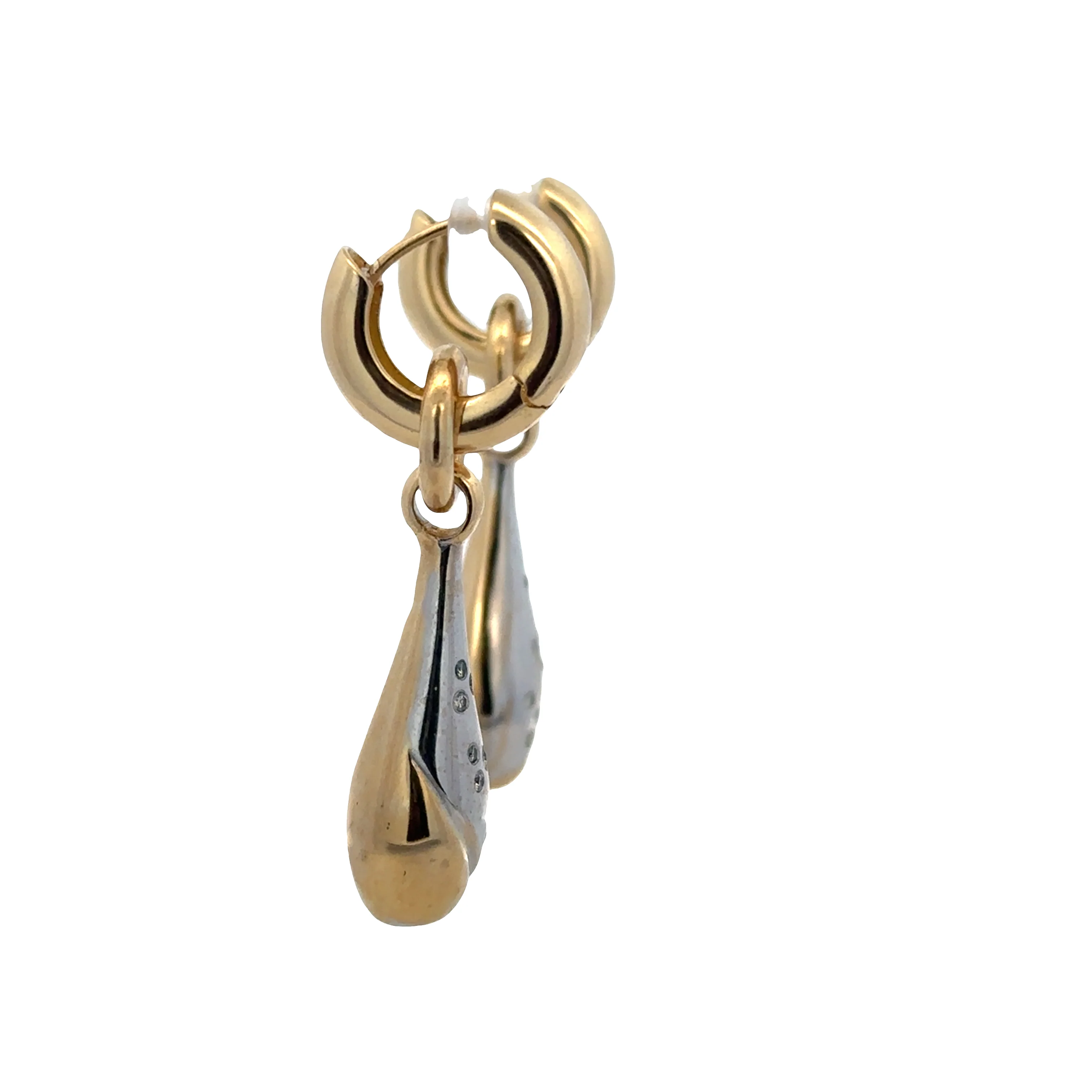 18k Yellow & White Gold Diamond Teardrop Convertible Earrings – 0.30 CTW - Image 2