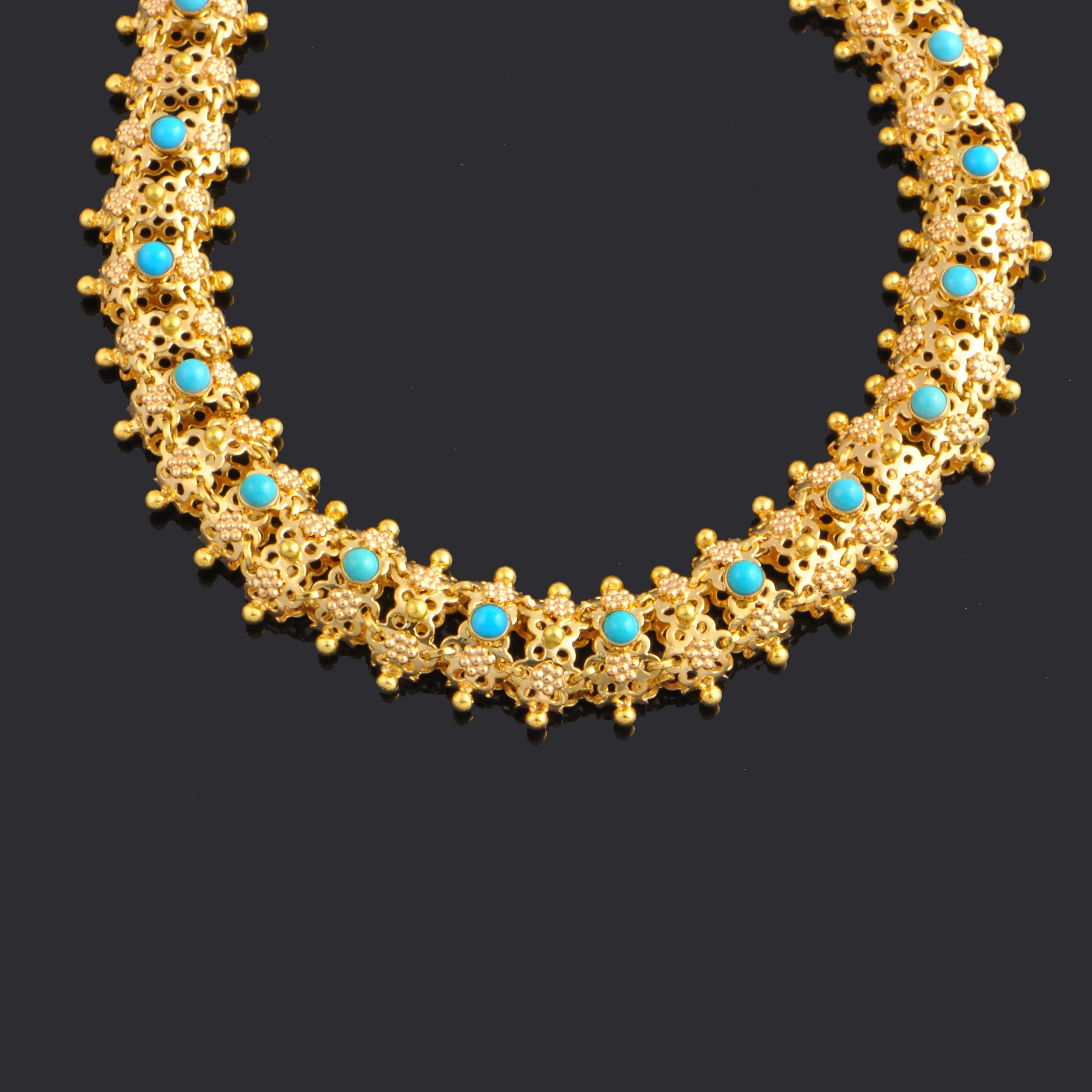 1950s Gold and Turqouise Necklace