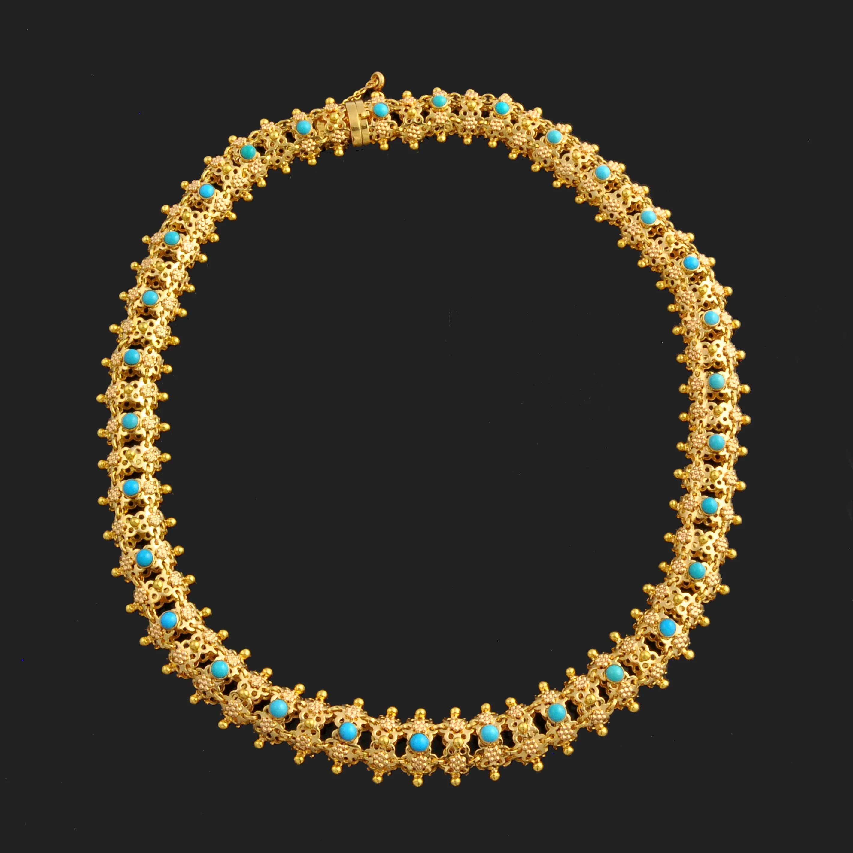 1950s Gold and Turqouise Necklace - Image 2