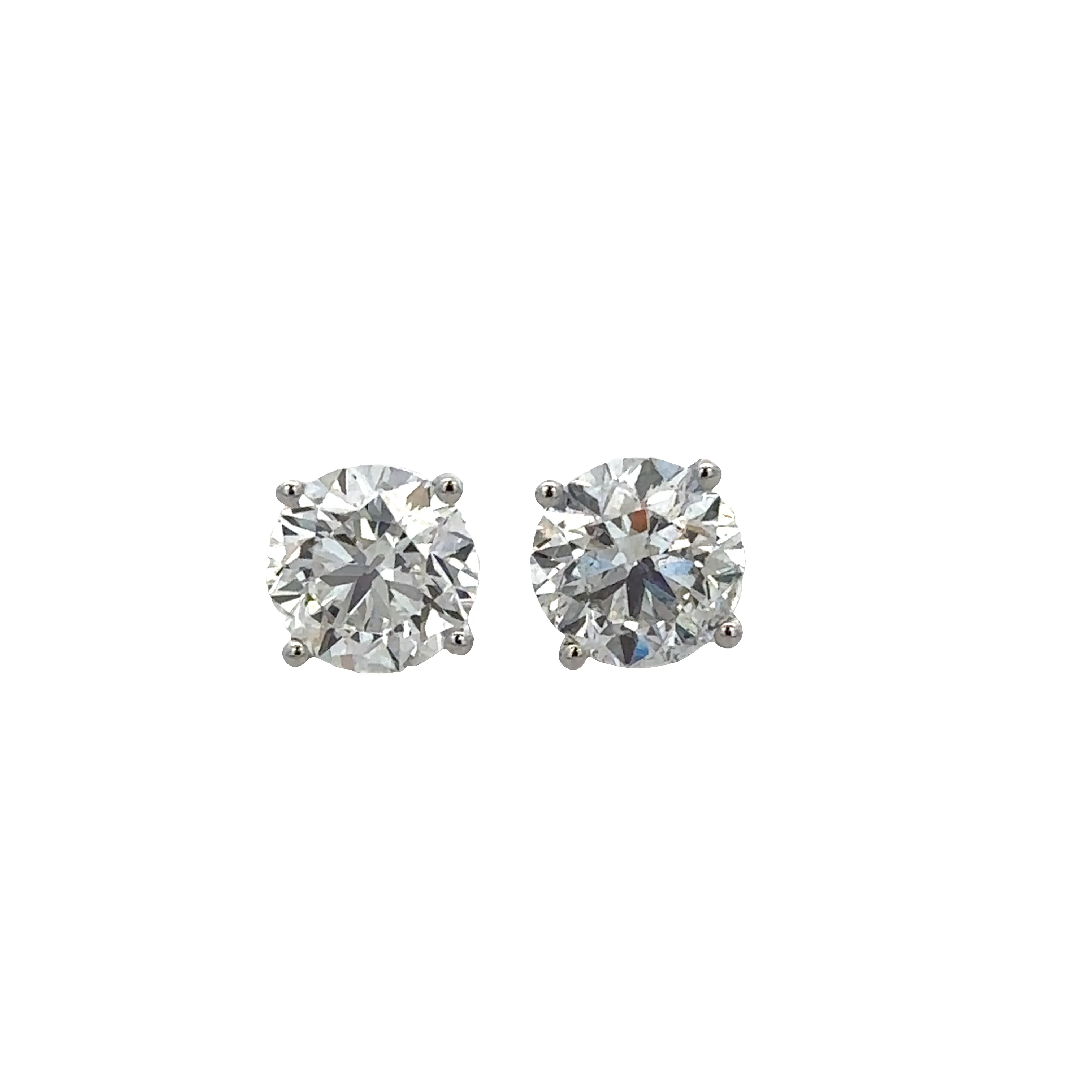 3.01 CTW Round Brilliant Cut Diamond Stud Earrings in White Gold