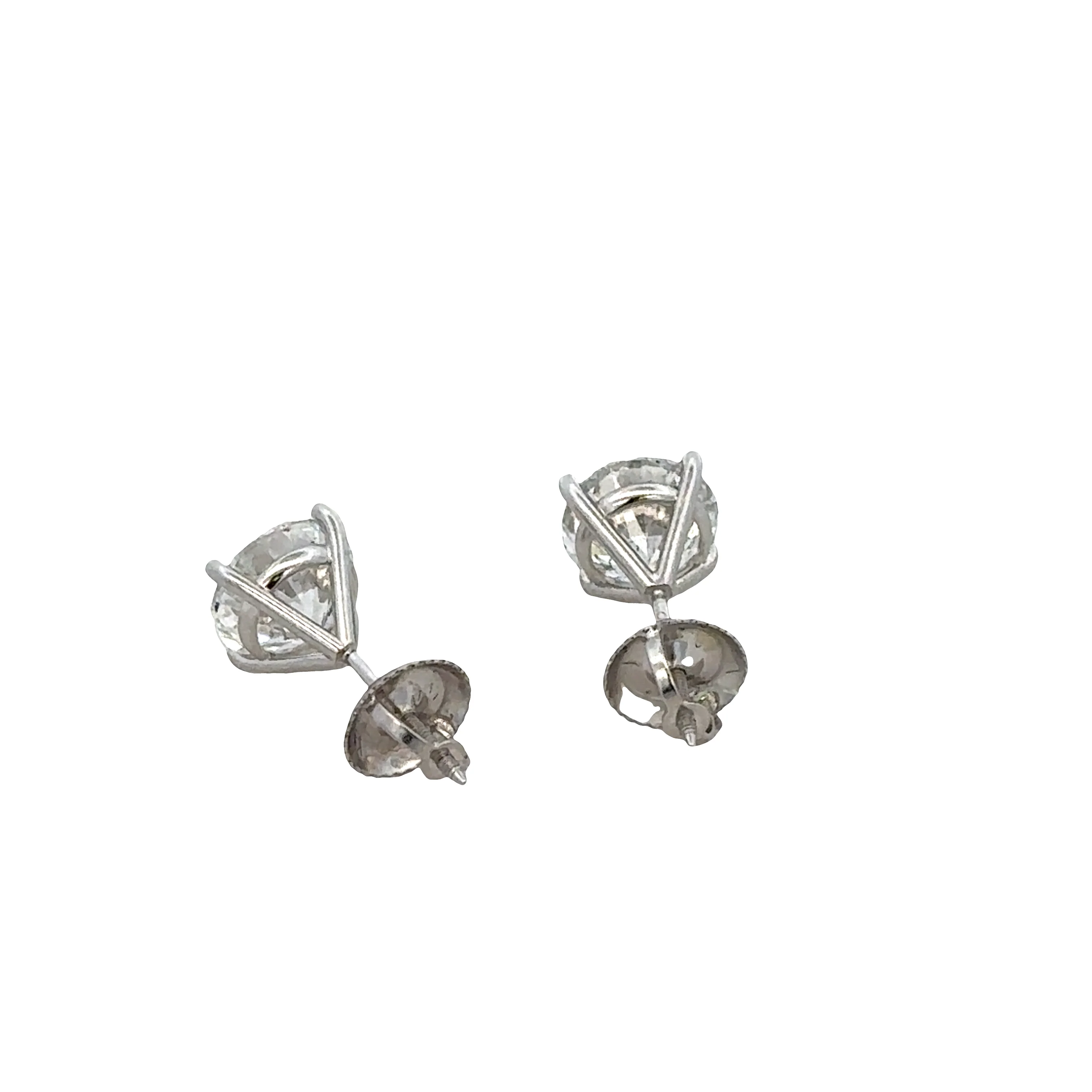 3.01 CTW Round Brilliant Cut Diamond Stud Earrings in White Gold - Image 2