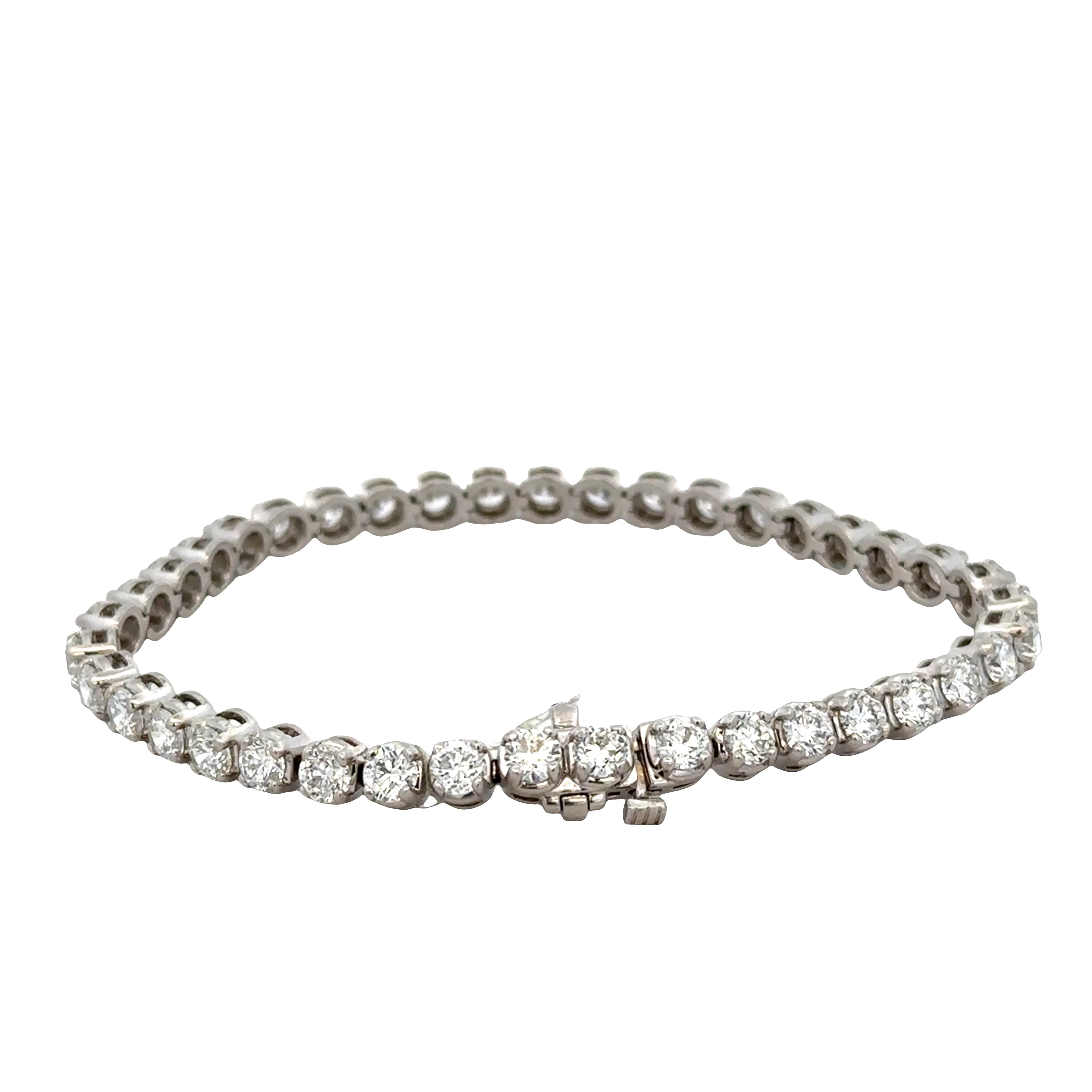 9.0 CTW Round Brilliant Cut Diamond Tennis Bracelet in Platinum -- 7.25" Long - Image 2