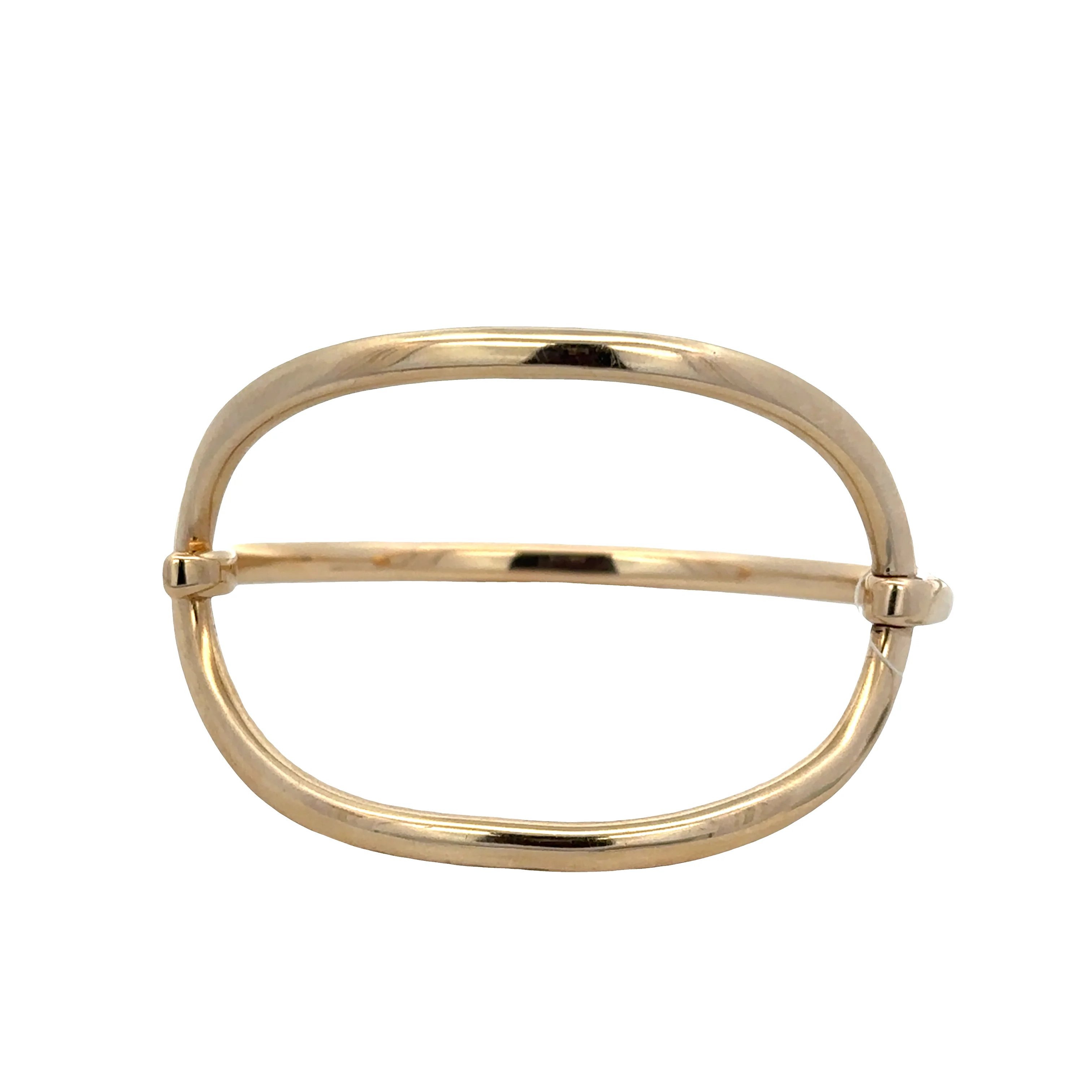 9k Yellow Gold Curved Open Bangle – Fits 6"–6.5" Wrist