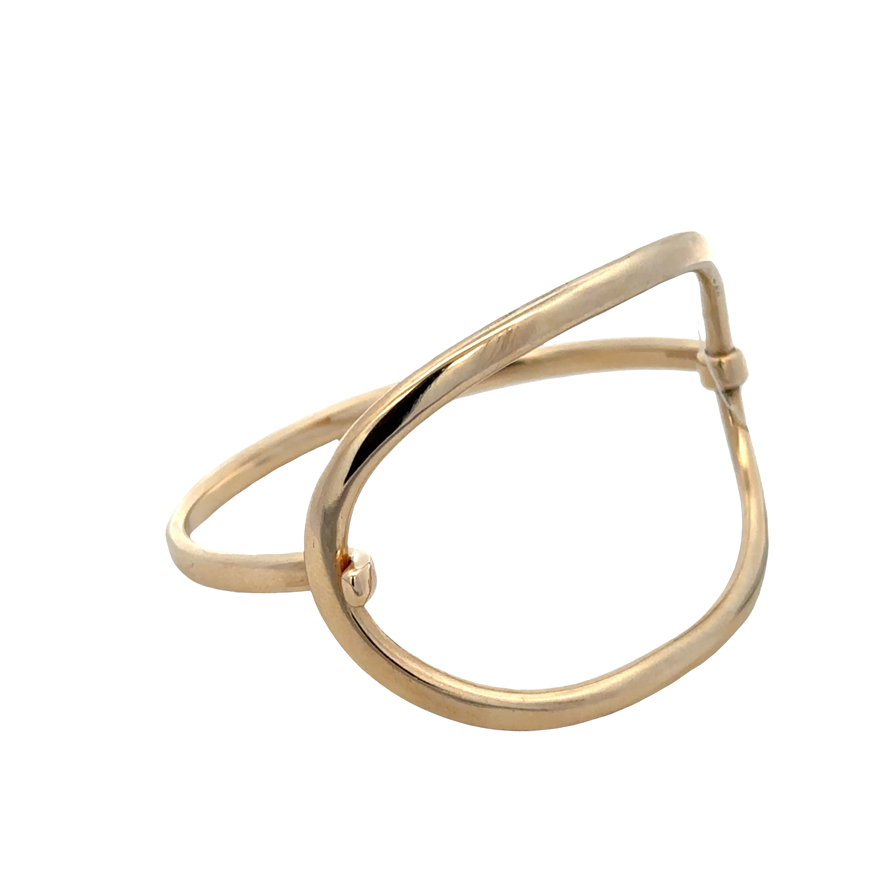 9k Yellow Gold Curved Open Bangle – Fits 6"–6.5" Wrist - Image 2