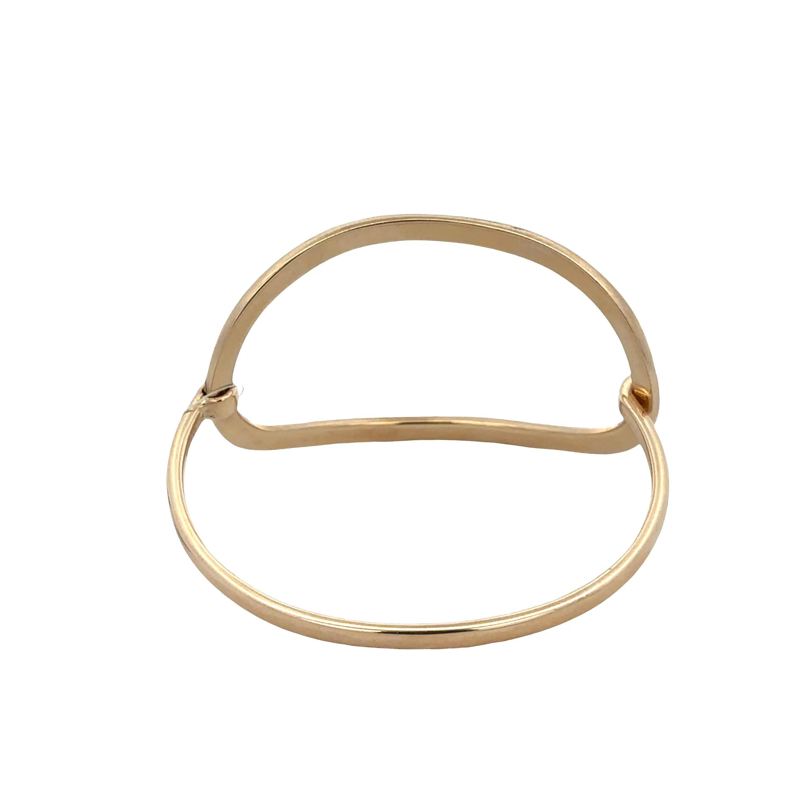 9k Yellow Gold Curved Open Bangle – Fits 6"–6.5" Wrist - Image 3