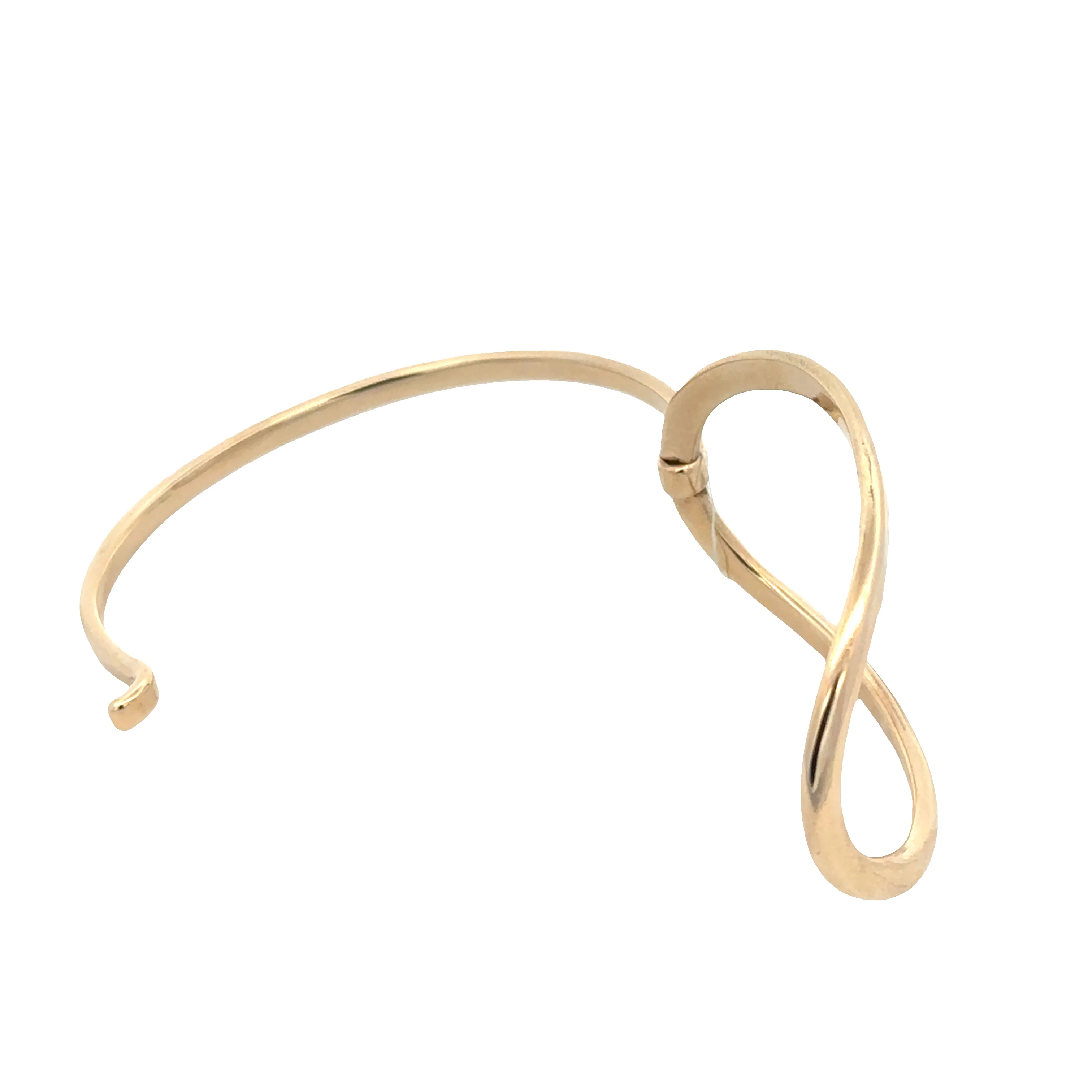 9k Yellow Gold Curved Open Bangle – Fits 6"–6.5" Wrist - Image 4