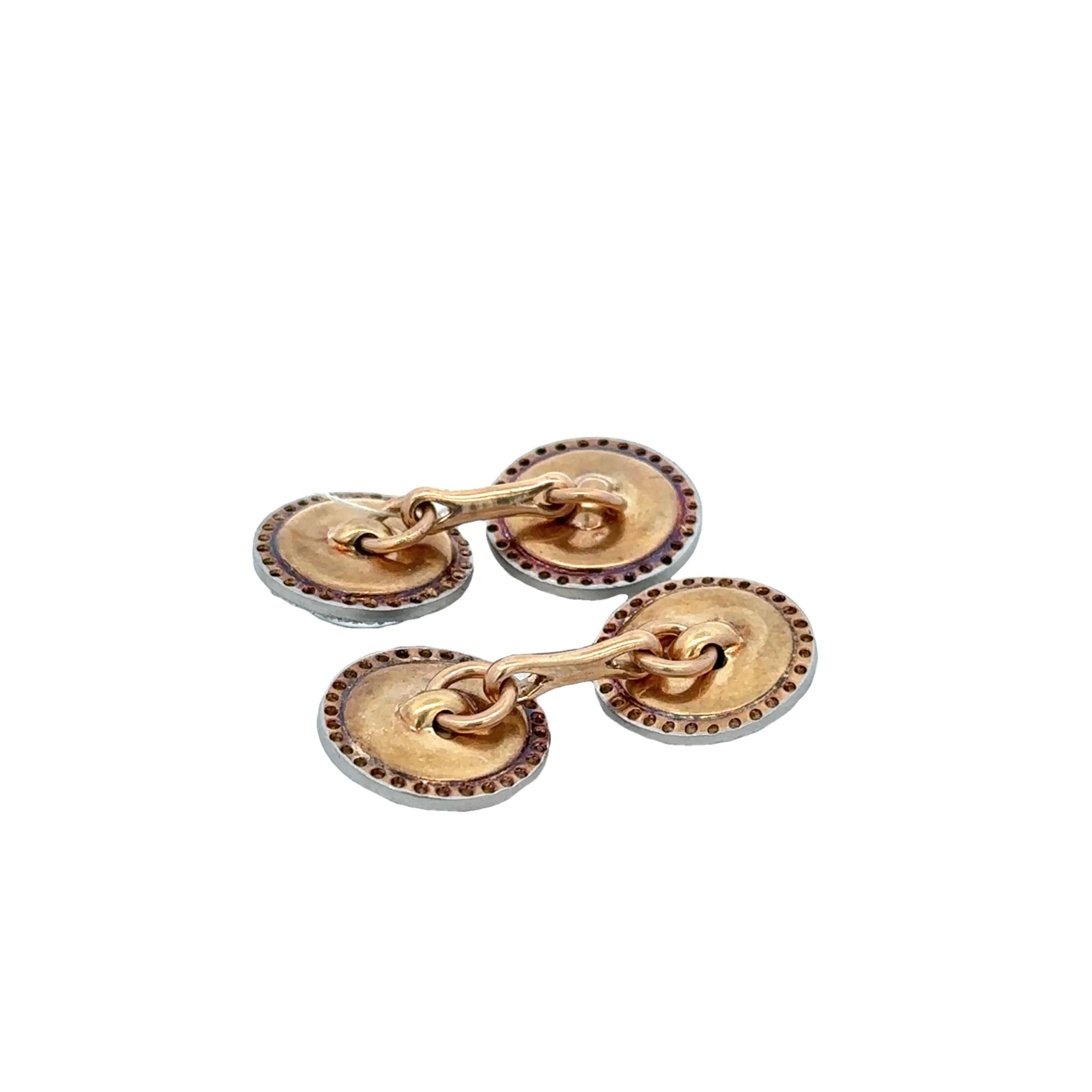 Antique Art Deco Moonstone and Diamond Cuff Links in Yellow Gold and Platinum - Image 4