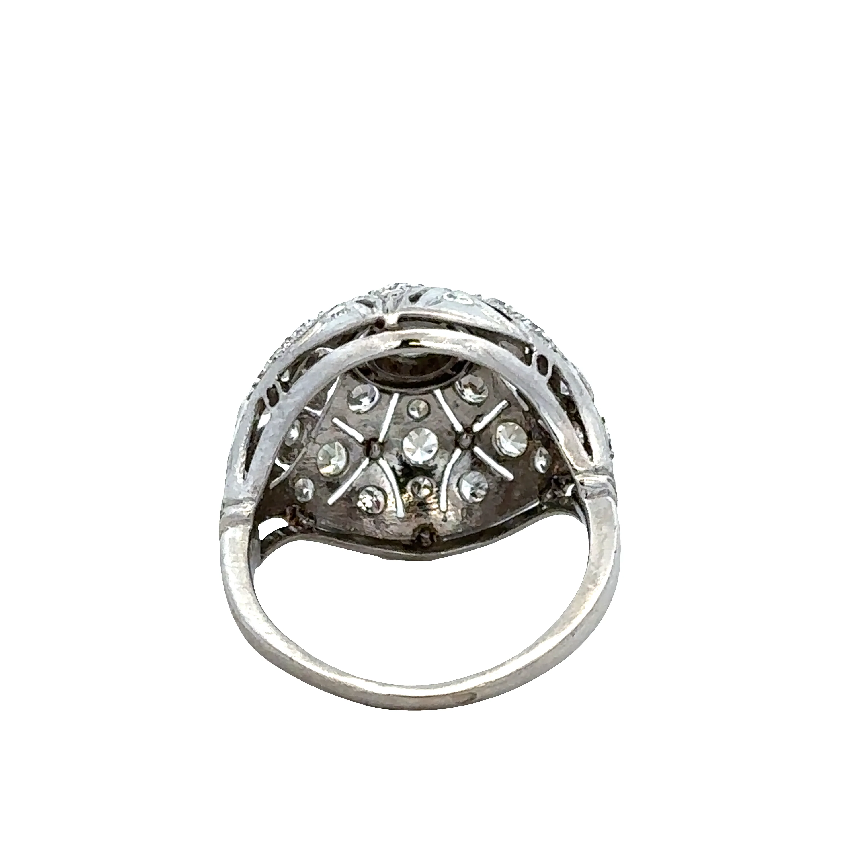 Antique Art Deco Platinum Domed Diamond Cocktail Ring – Size 7.5 - Image 3