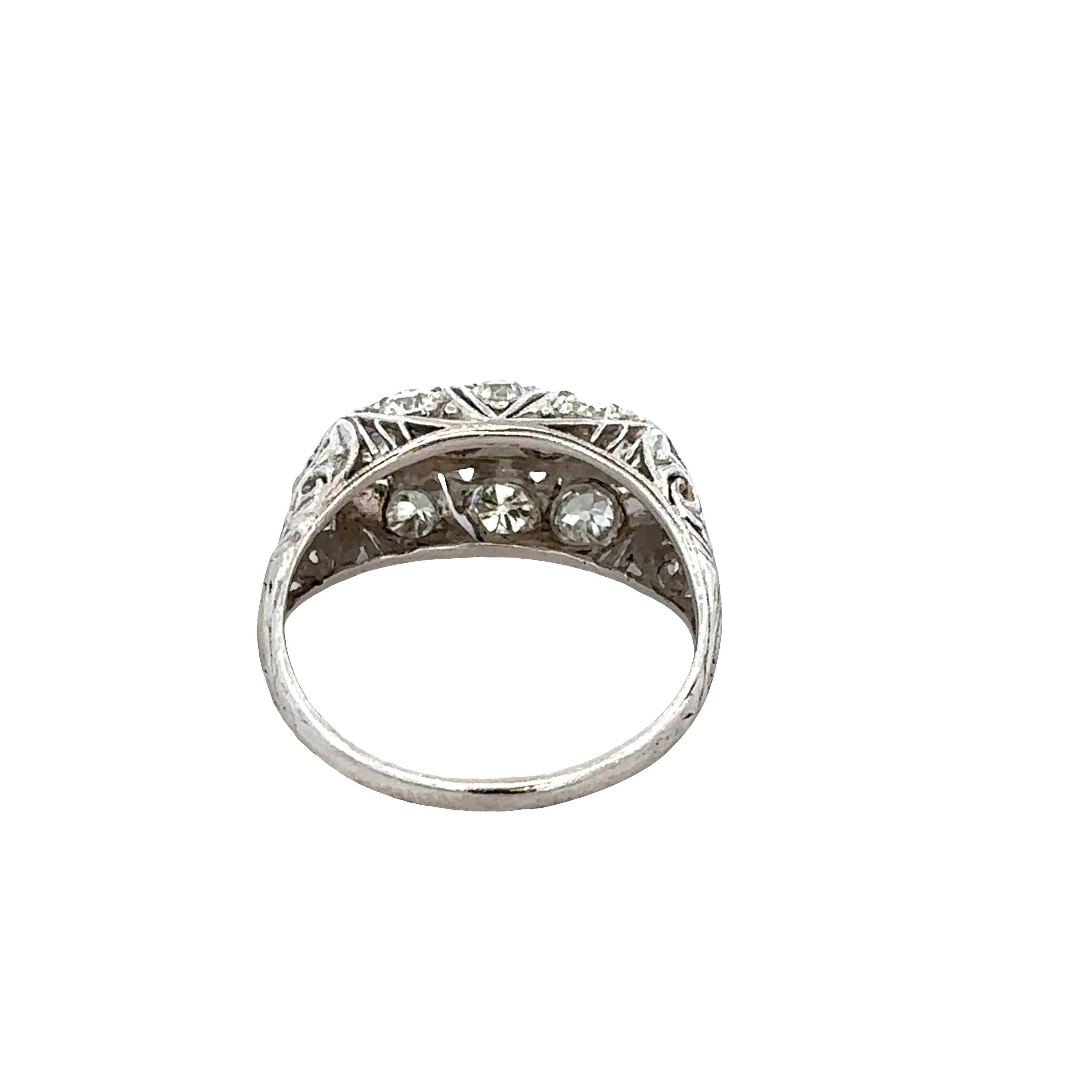Antique Art Deco Platinum Old European Cut Diamond Ring – Size 7.75 - Image 3