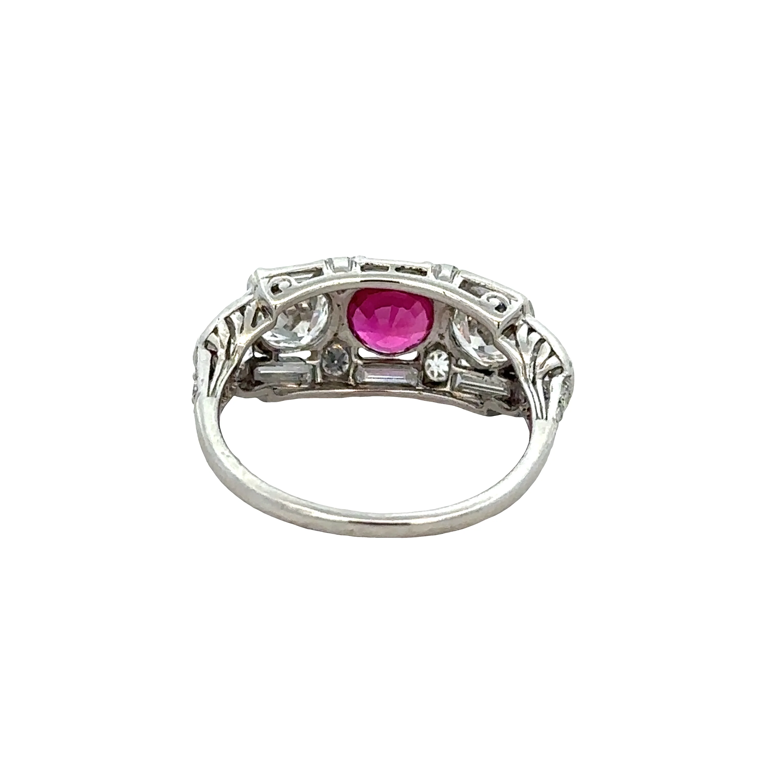 Antique Art Deco Platinum Ruby & Diamond Ring – Size 6 - Image 4