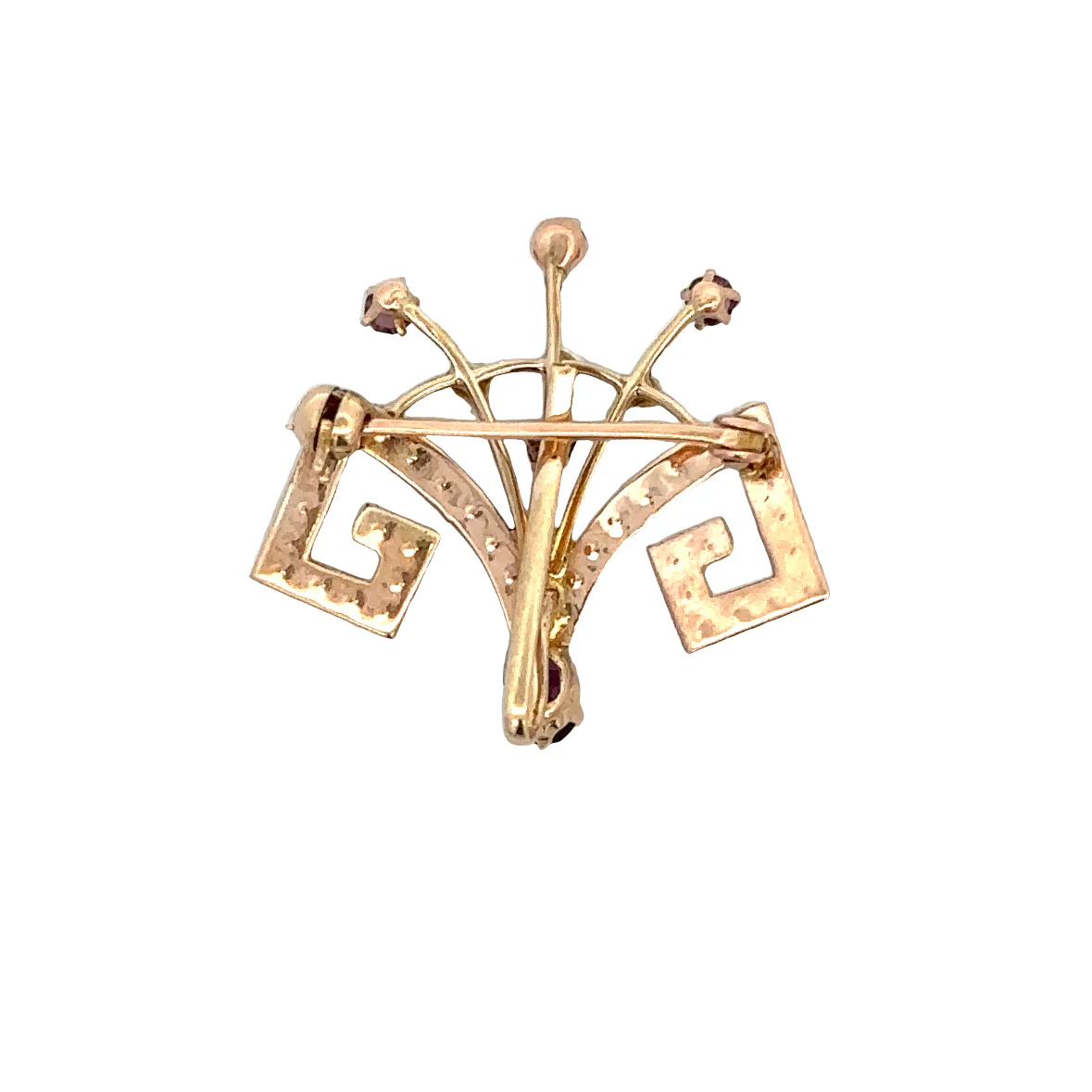 Antique Art Nouveau Amythest Glass Brooch in Yellow Gold - Image 2