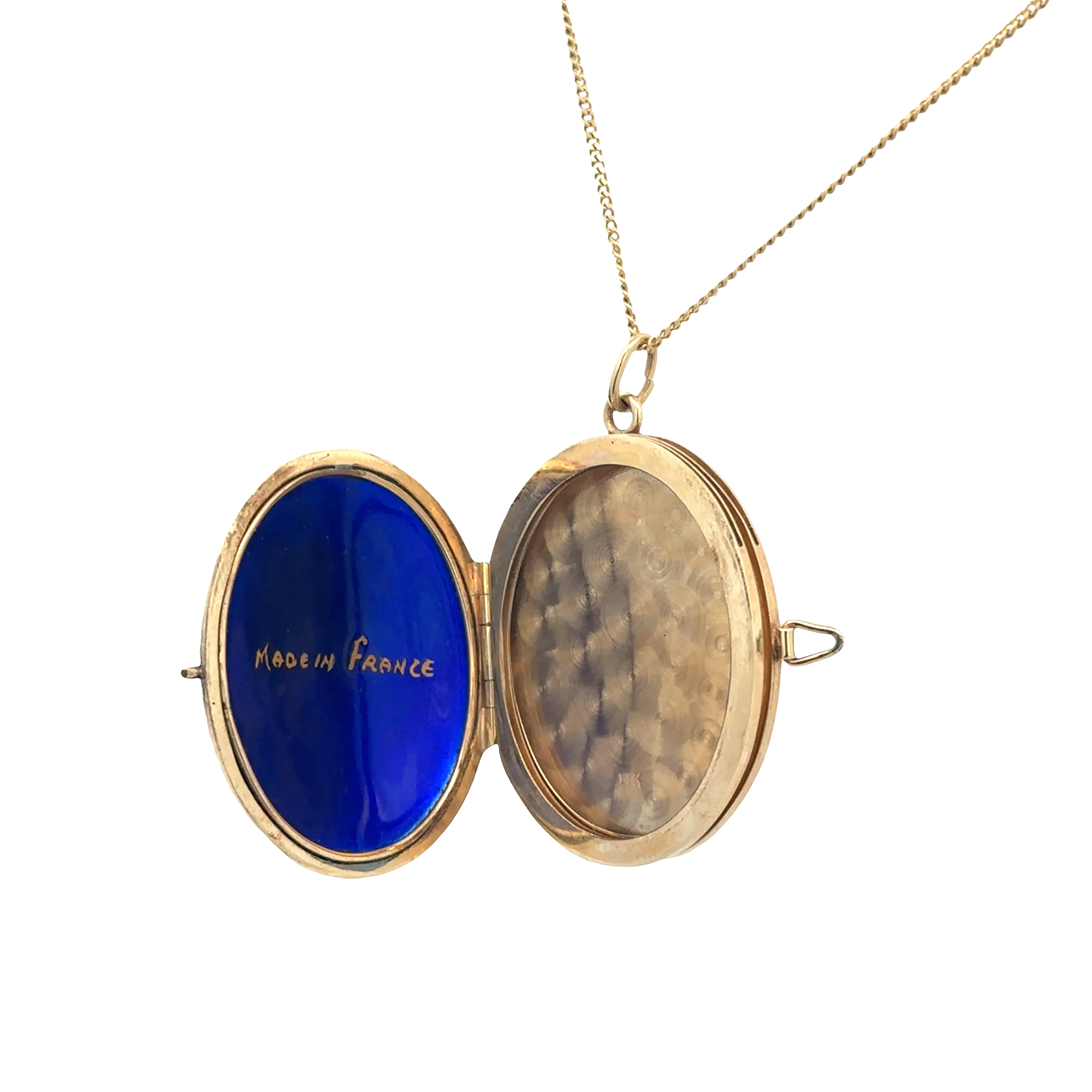 Antique Edwardian French Limoges Enameled Portrait Pendant in Yellow Gold - Image 2