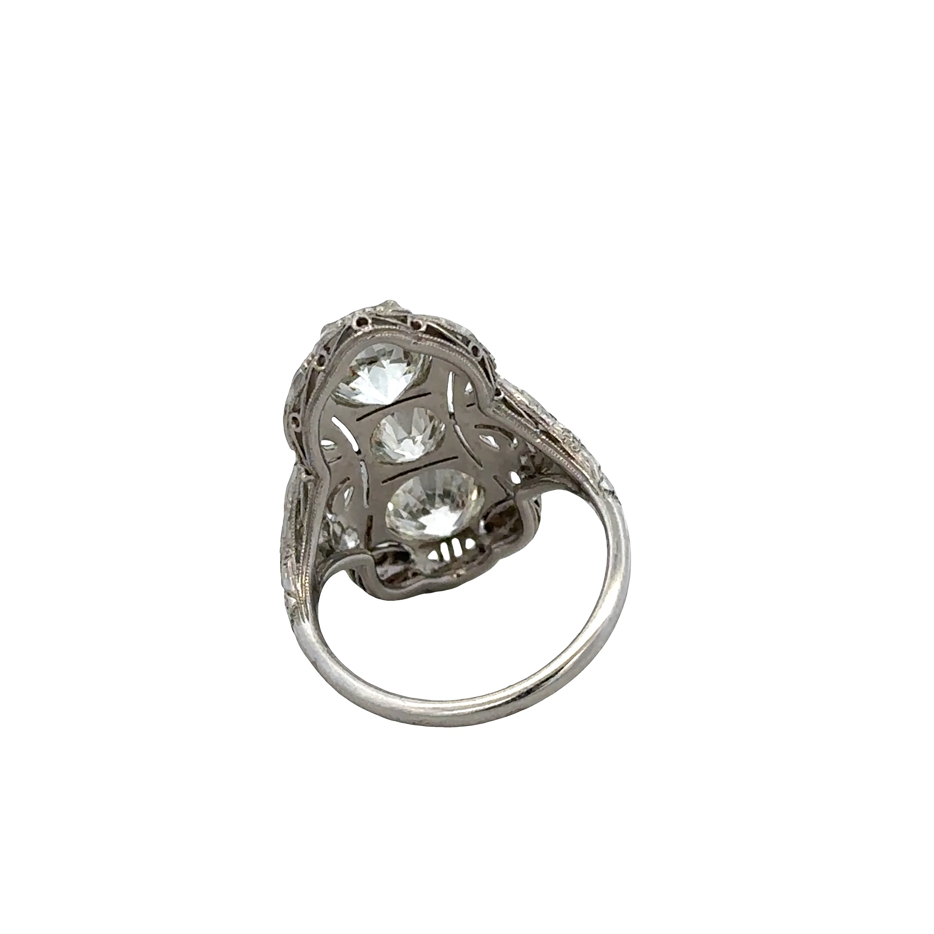 Antique Platinum Art Deco Diamond Cocktail Ring – Size 6.25 - Image 3