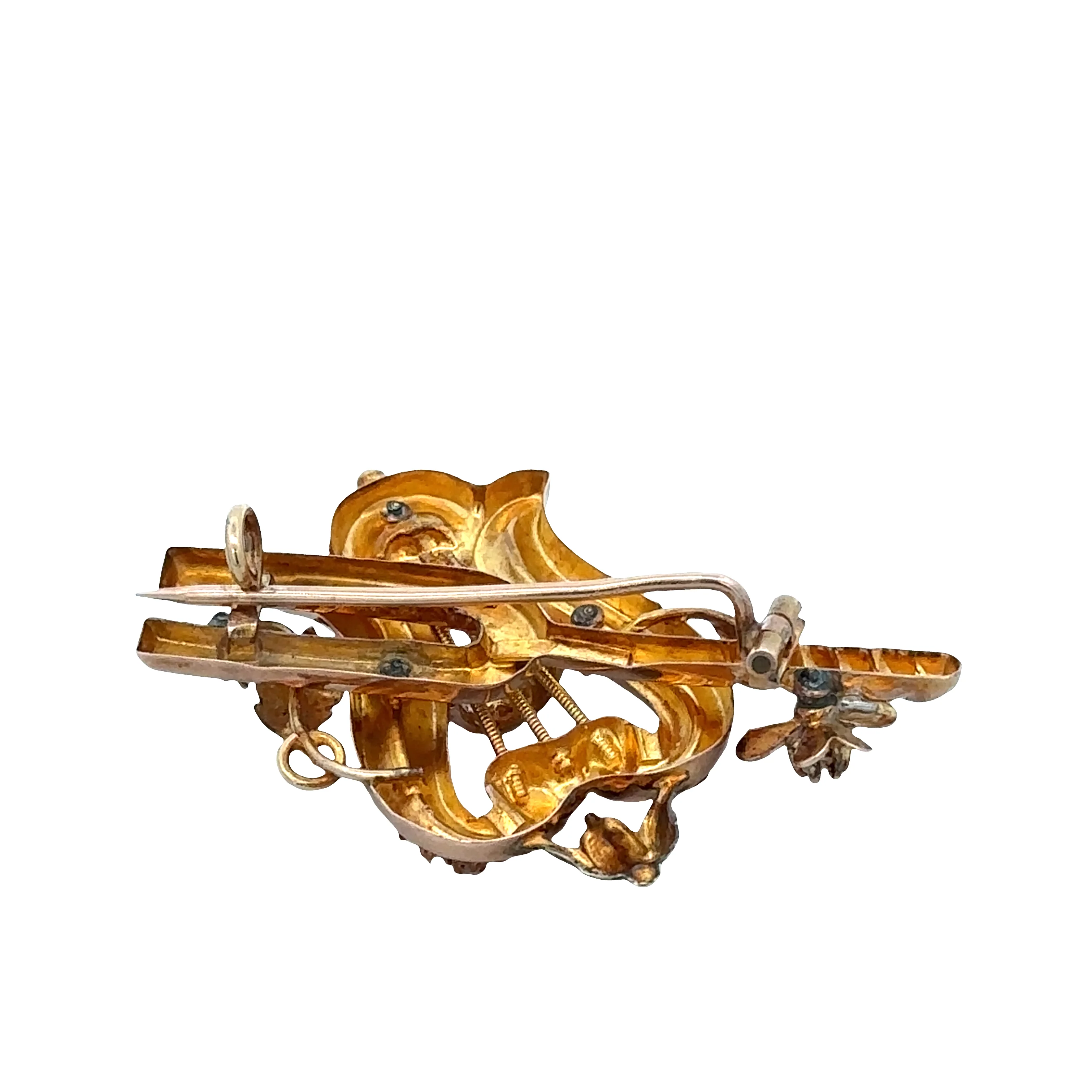 Antique Victorian 12–13 Karat Rose & Green Gold Lyre Brooch – Circa 1890s - Image 2