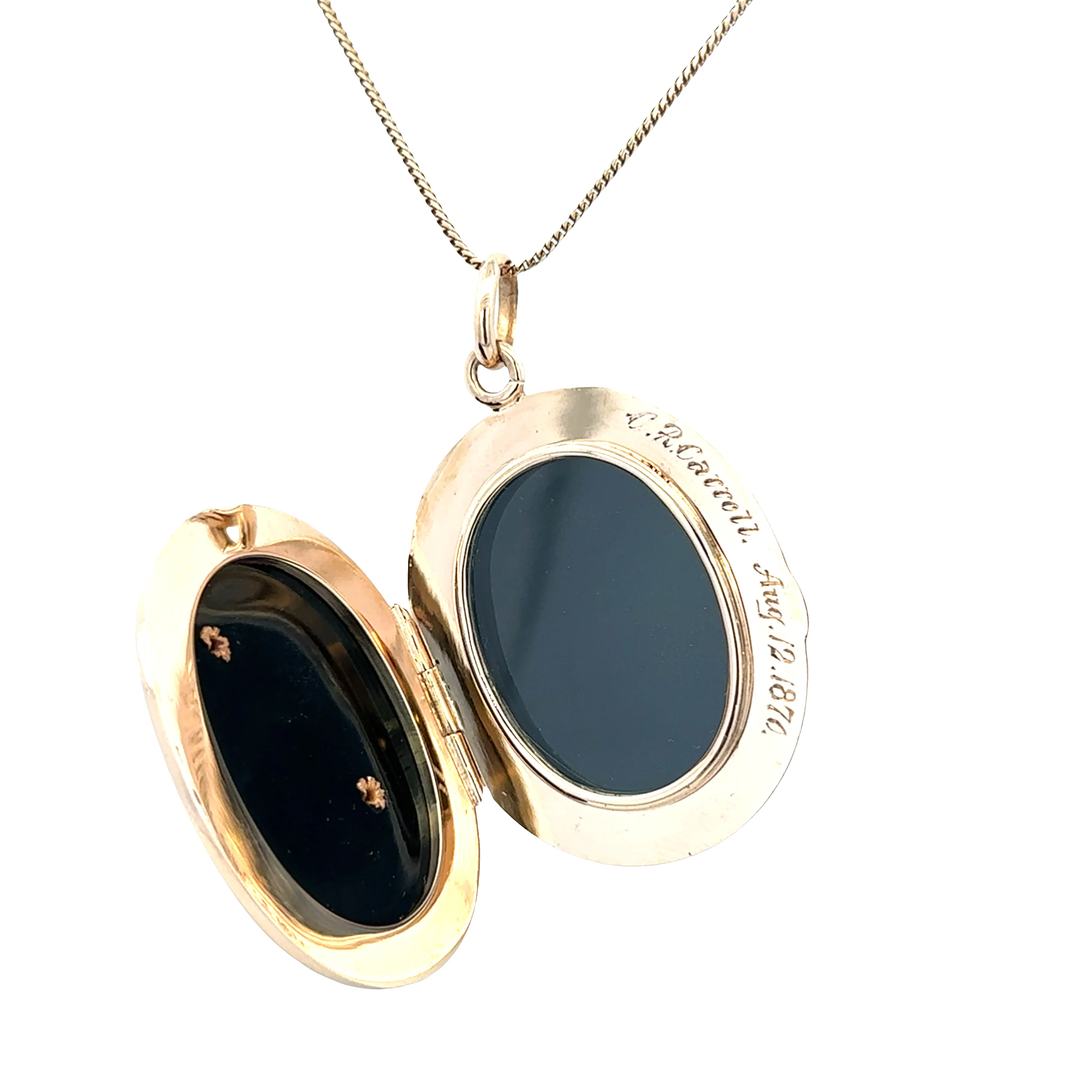 Antique Victorian 14k Yellow Gold Onyx Mourning Locket Necklace – 16" - Image 6