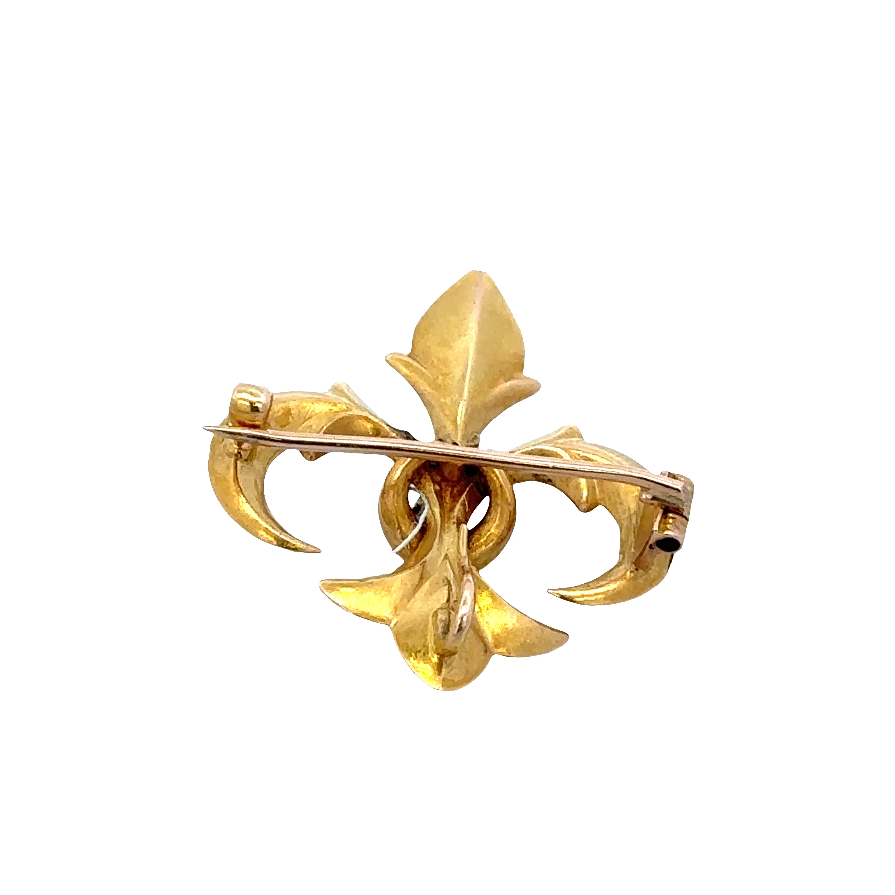 Antique Victorian 18k Yellow Gold Fleur-de-Lis Diamond Brooch - Image 2