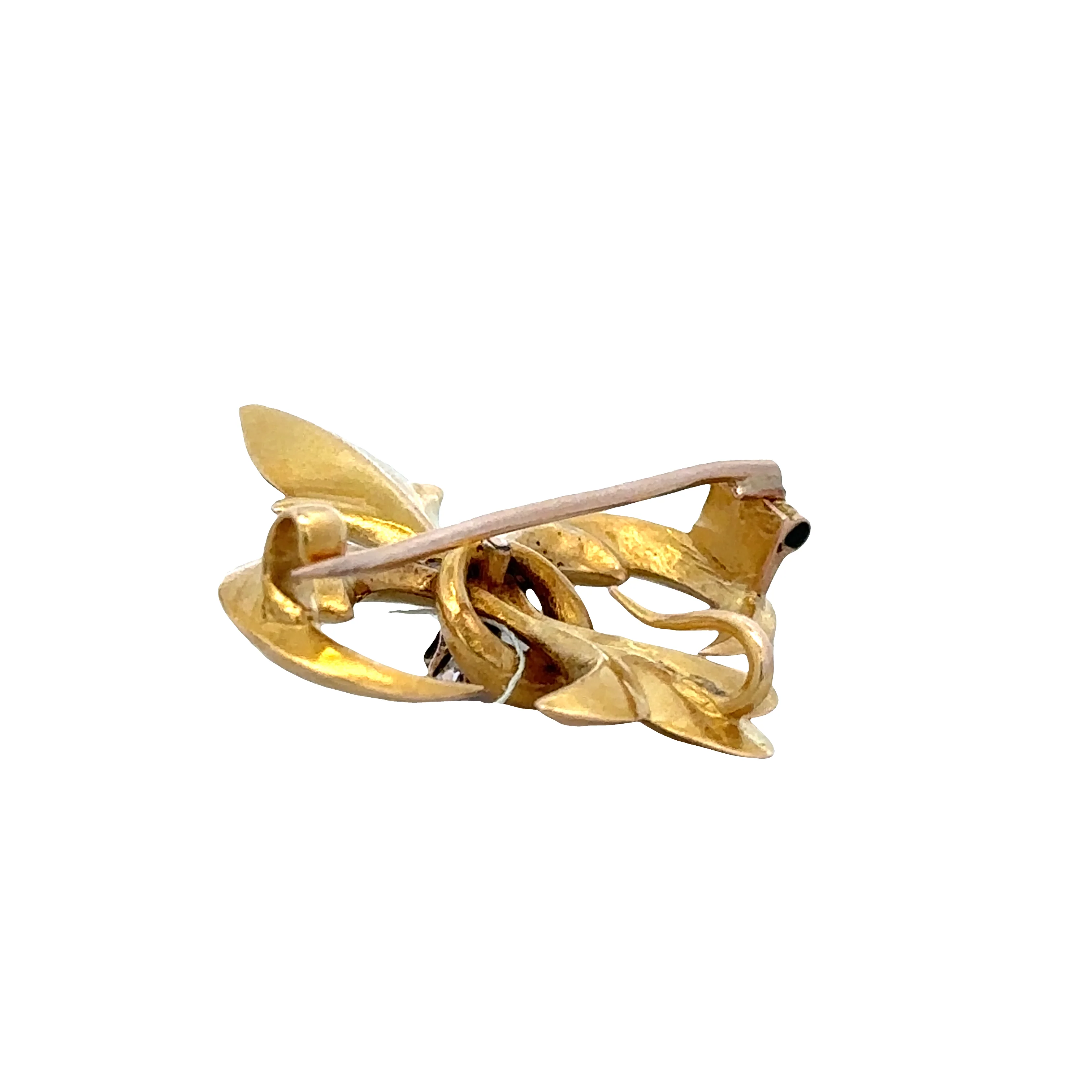 Antique Victorian 18k Yellow Gold Fleur-de-Lis Diamond Brooch - Image 3