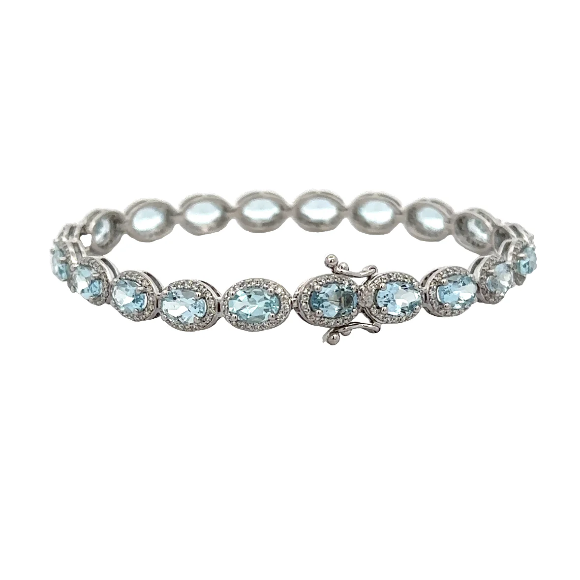 Aquamarine and Diamond Bracelet in White Gold - Image 2
