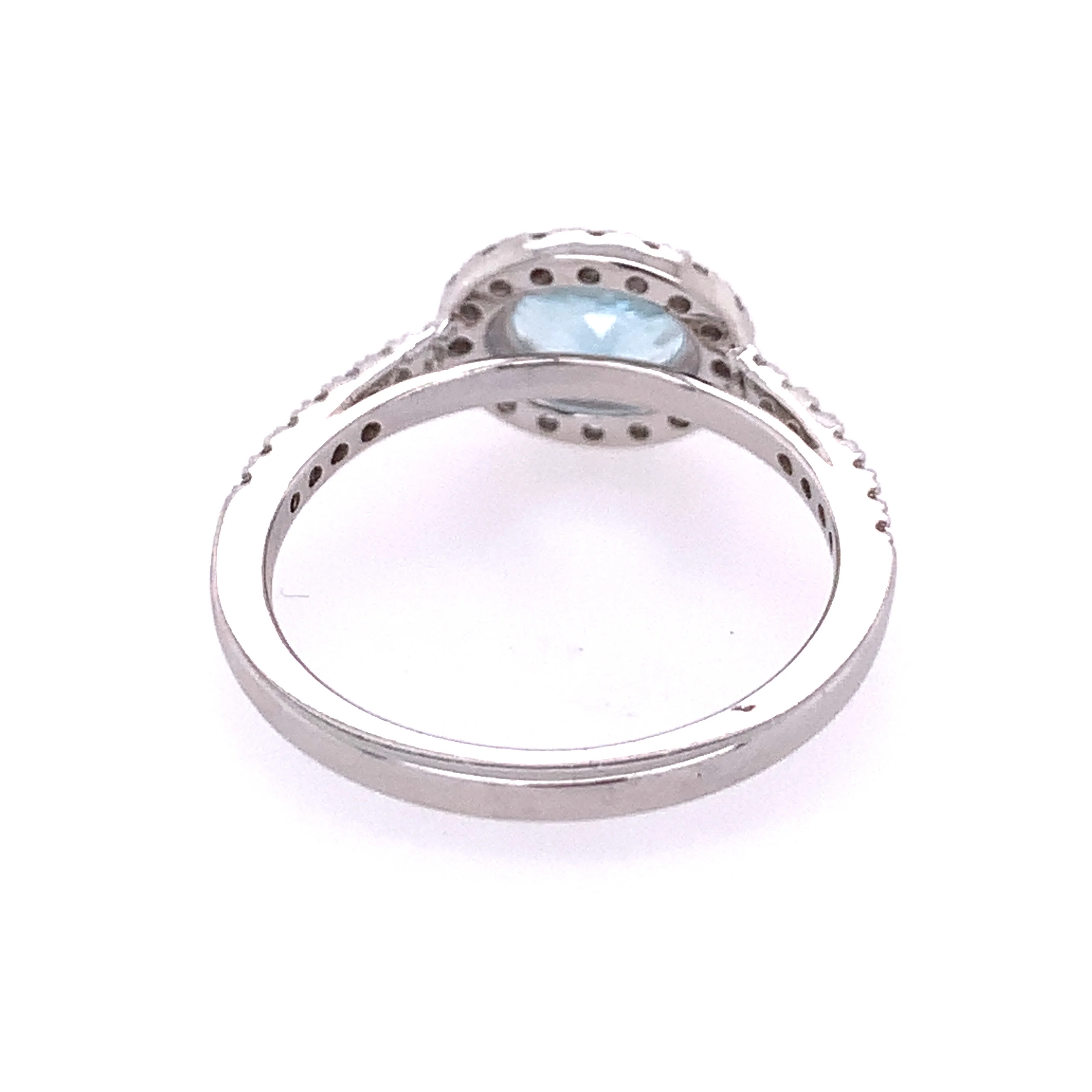 14k White Gold Aquamarine and Diamond Halo Ring – 0.70 ct. Aquamarine, 0.33 ct. Diamonds - Image 3