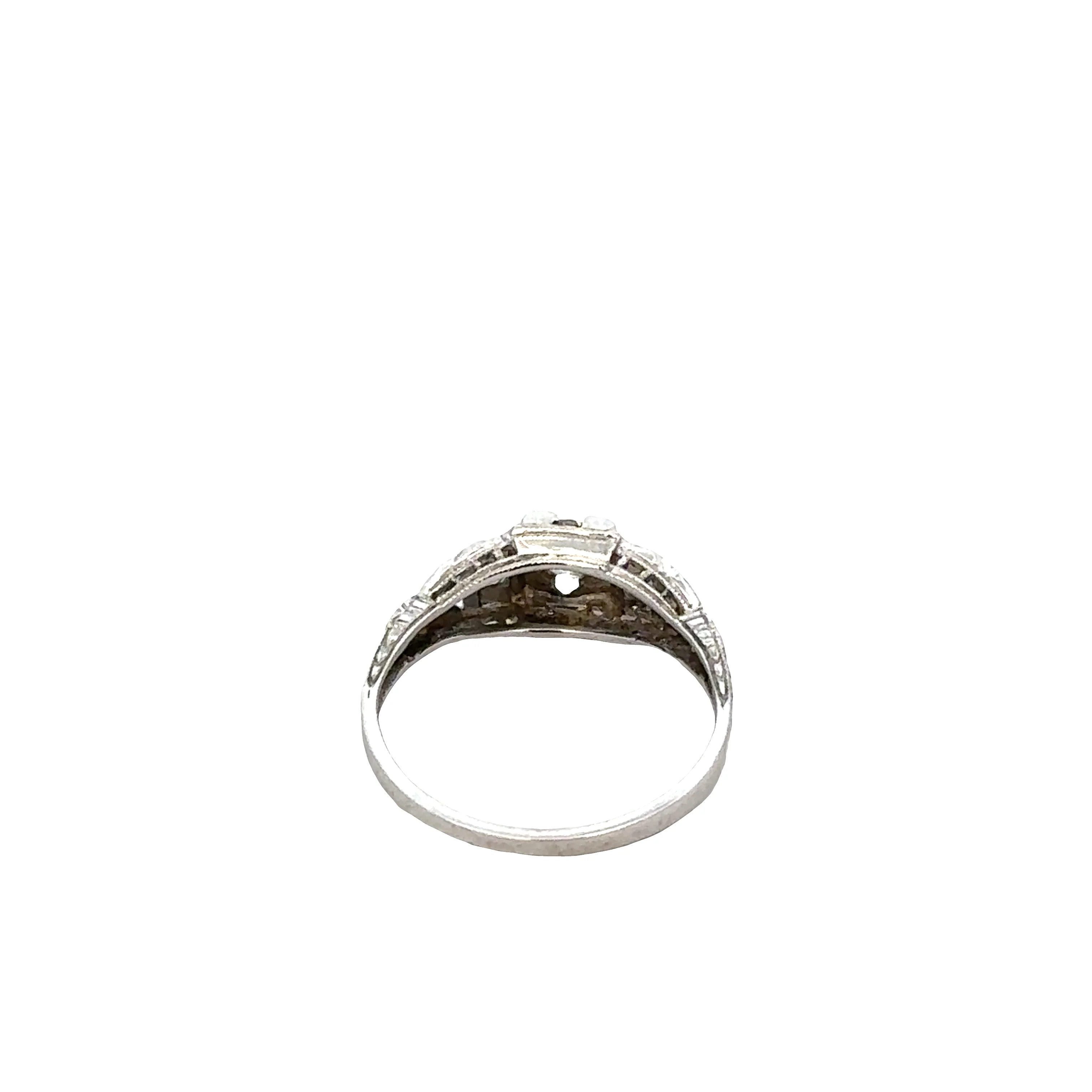 Art Deco 14k White Gold Diamond Engagement Ring – Size 6.75 - Image 3