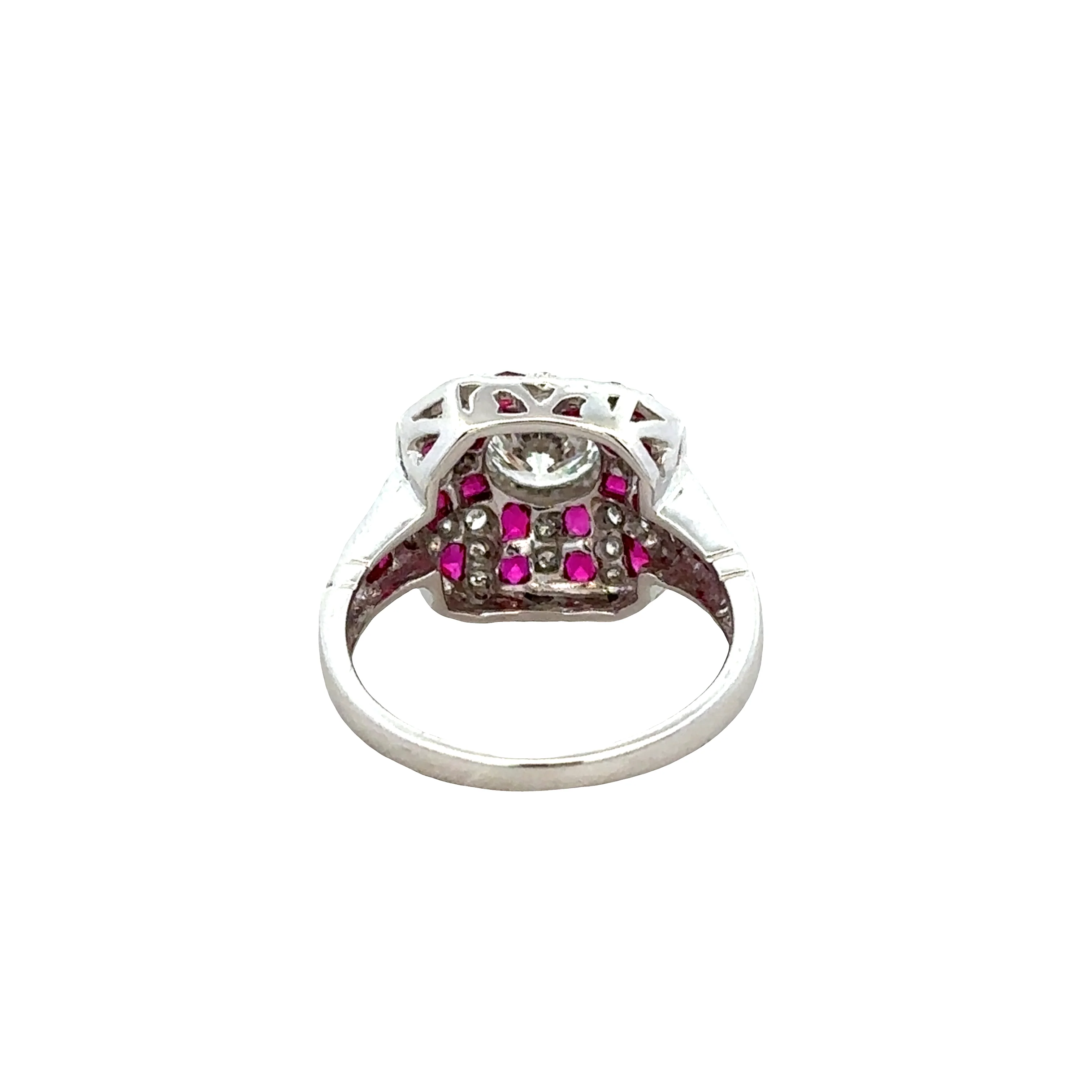 Art Deco Inspired Platinum Ruby and Diamond Ring – Size 6.5 - Image 3
