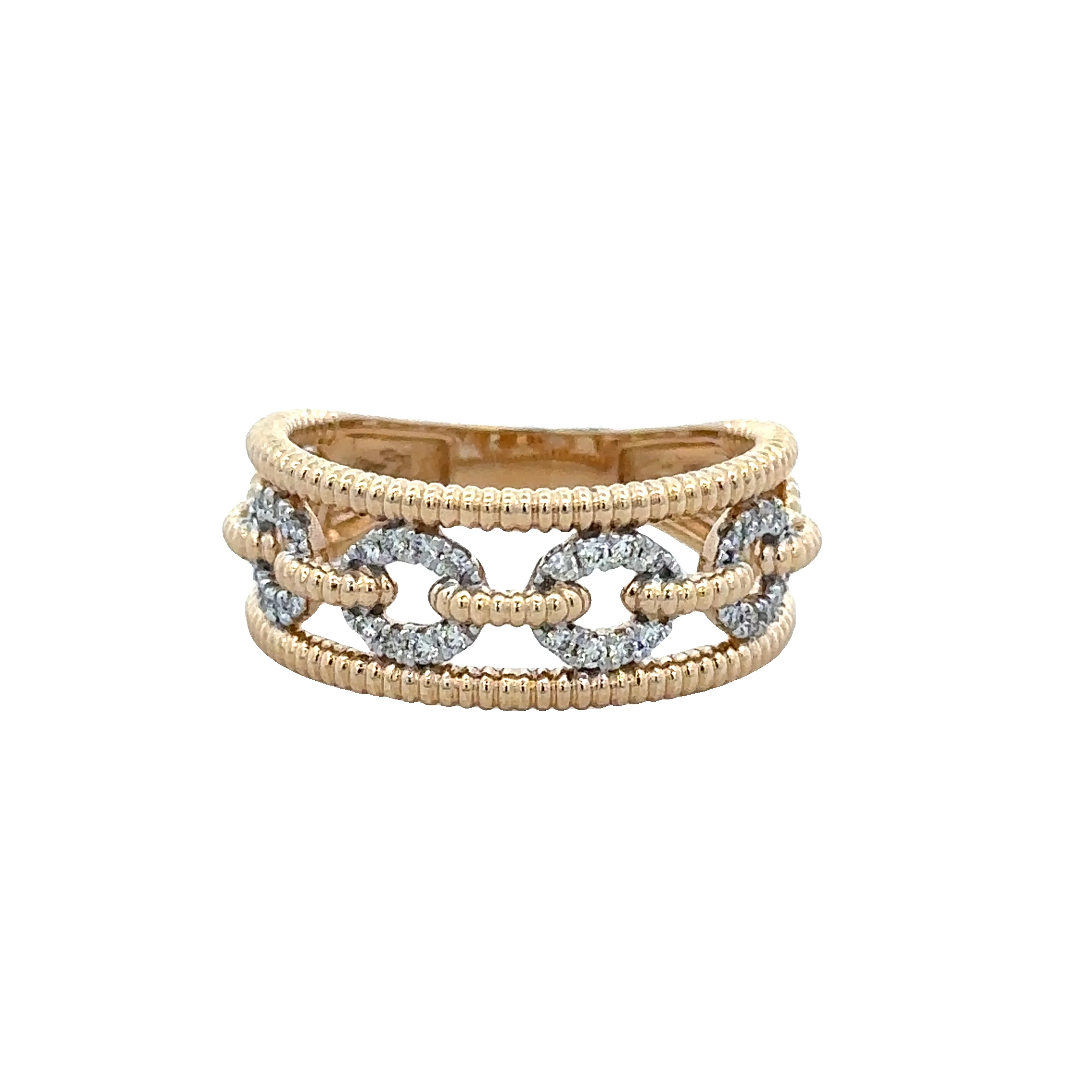 Beaded Openwork Band in Yellow Gold