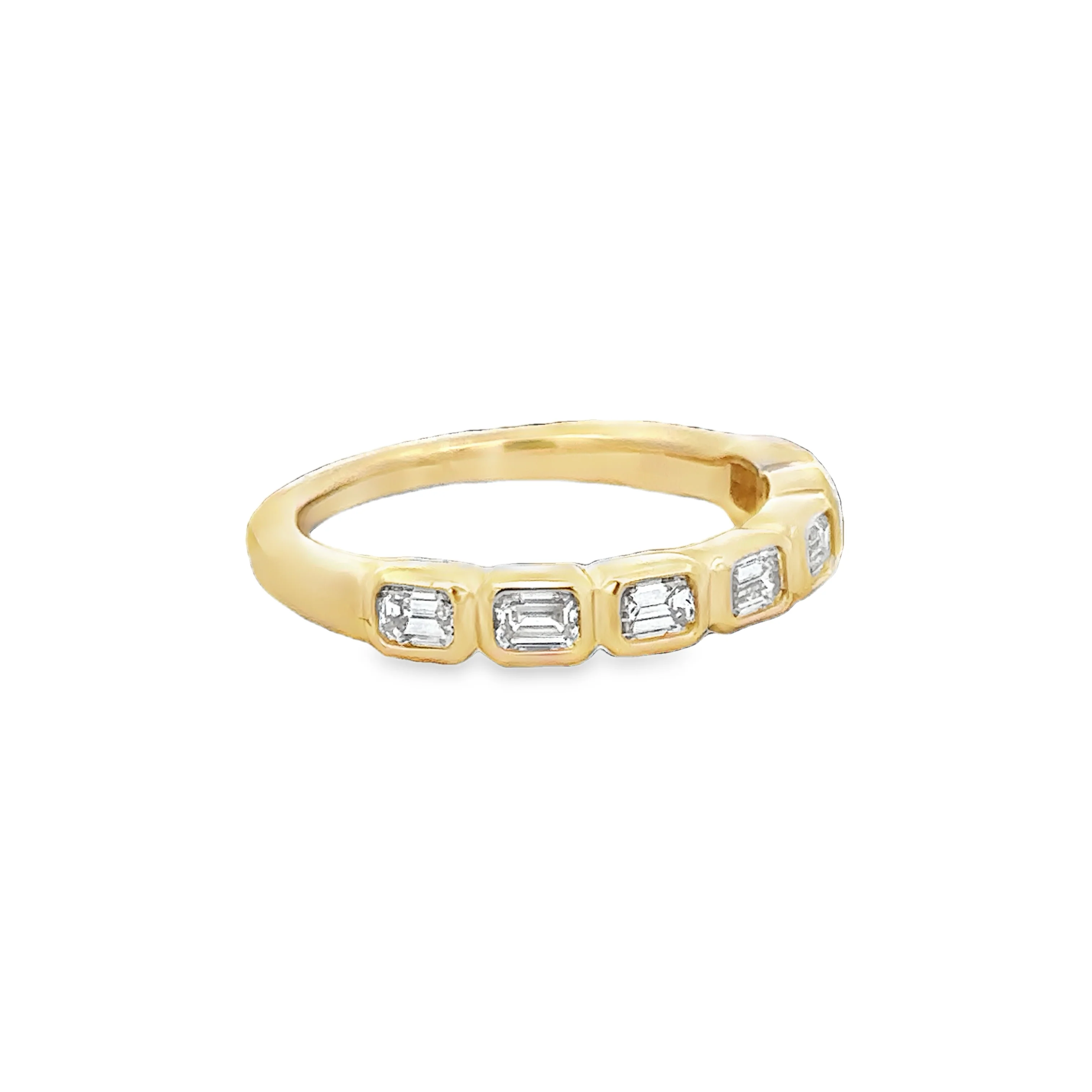 Bezel Set Emerald Cut Diamond Band in Yellow Gold - Image 2