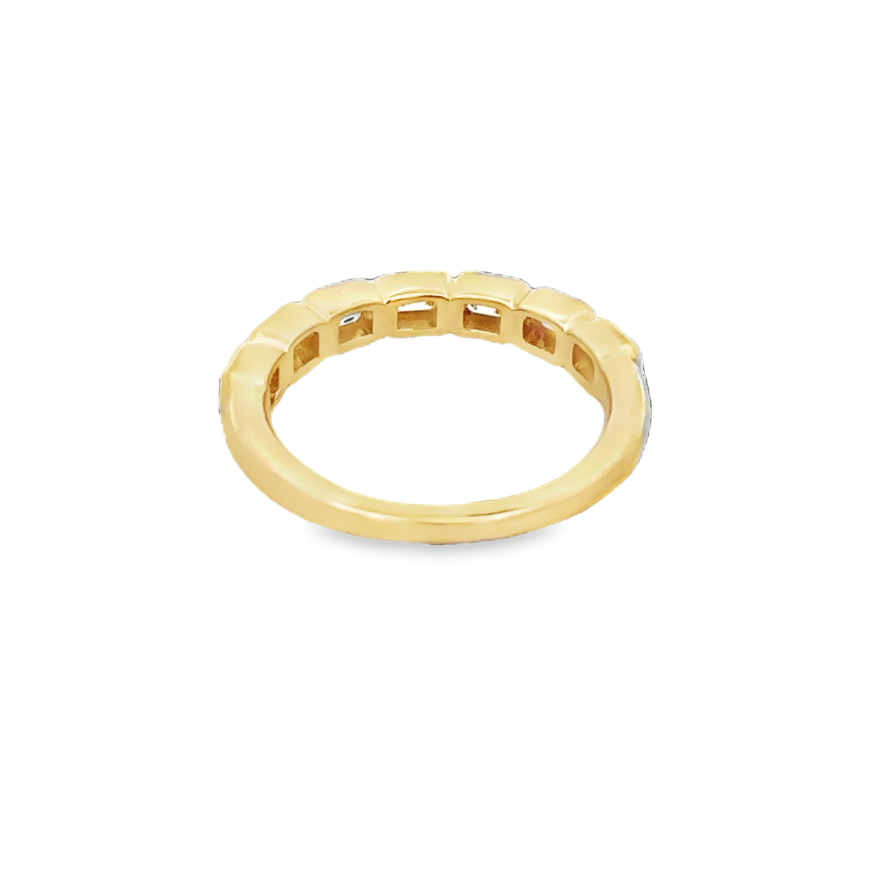 Bezel Set Emerald Cut Diamond Band in Yellow Gold - Image 3