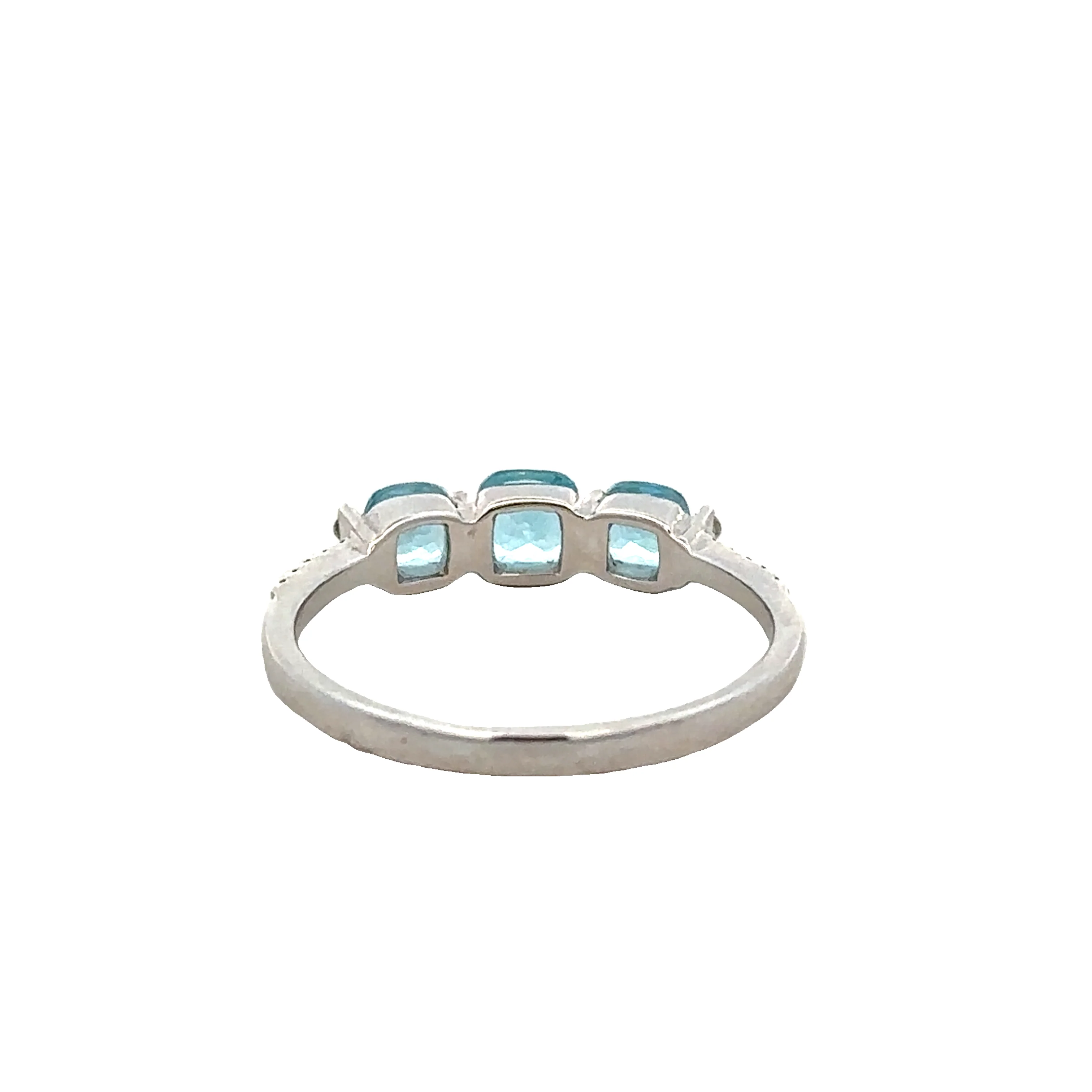 Blue Topaz and Diamond Band Ring in White Gold - Image 3