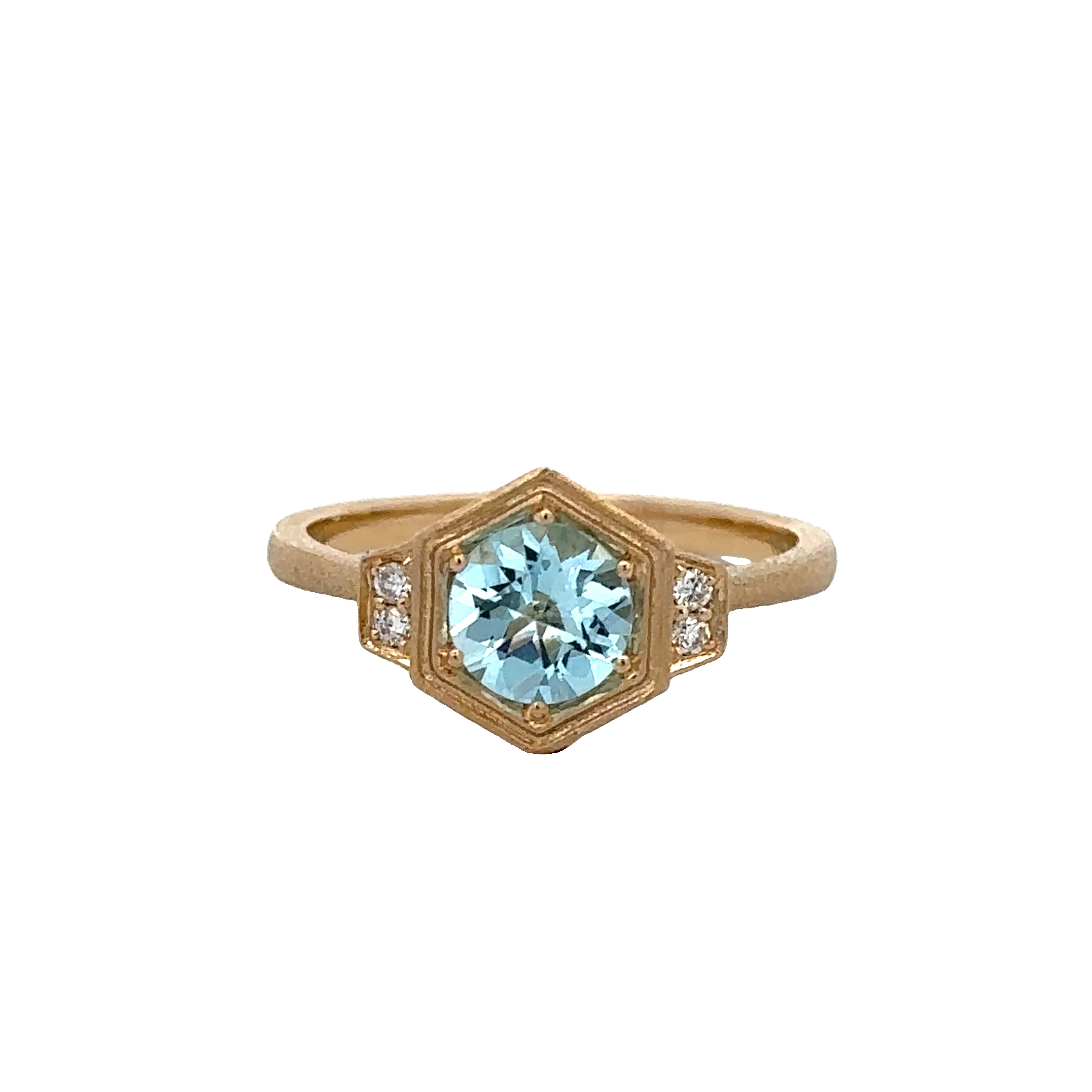 Blue Topaz and Diamond Ring in Yellow Gold