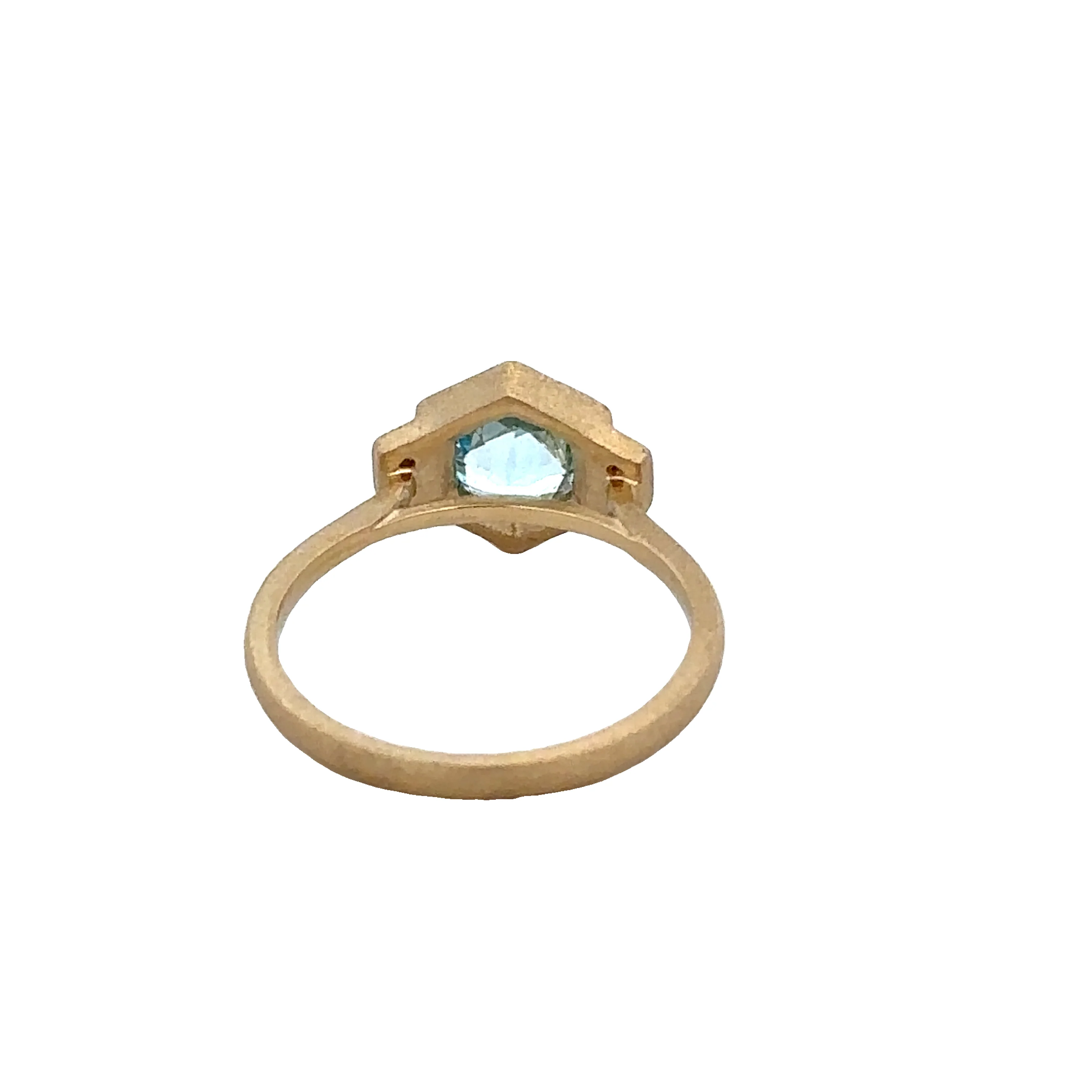 Blue Topaz and Diamond Ring in Yellow Gold - Image 3