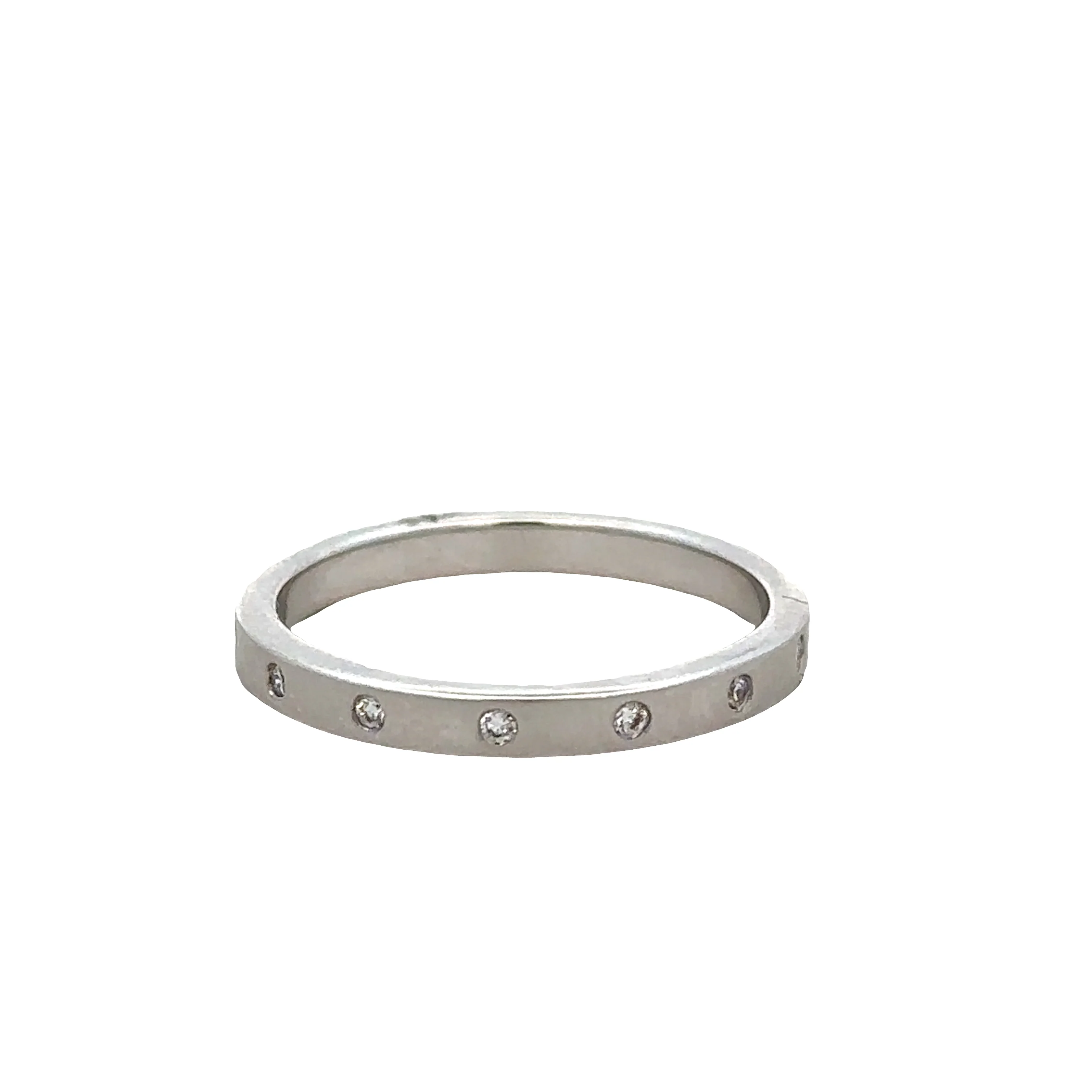 Brushed 14k White Gold Diamond Band – Size 6