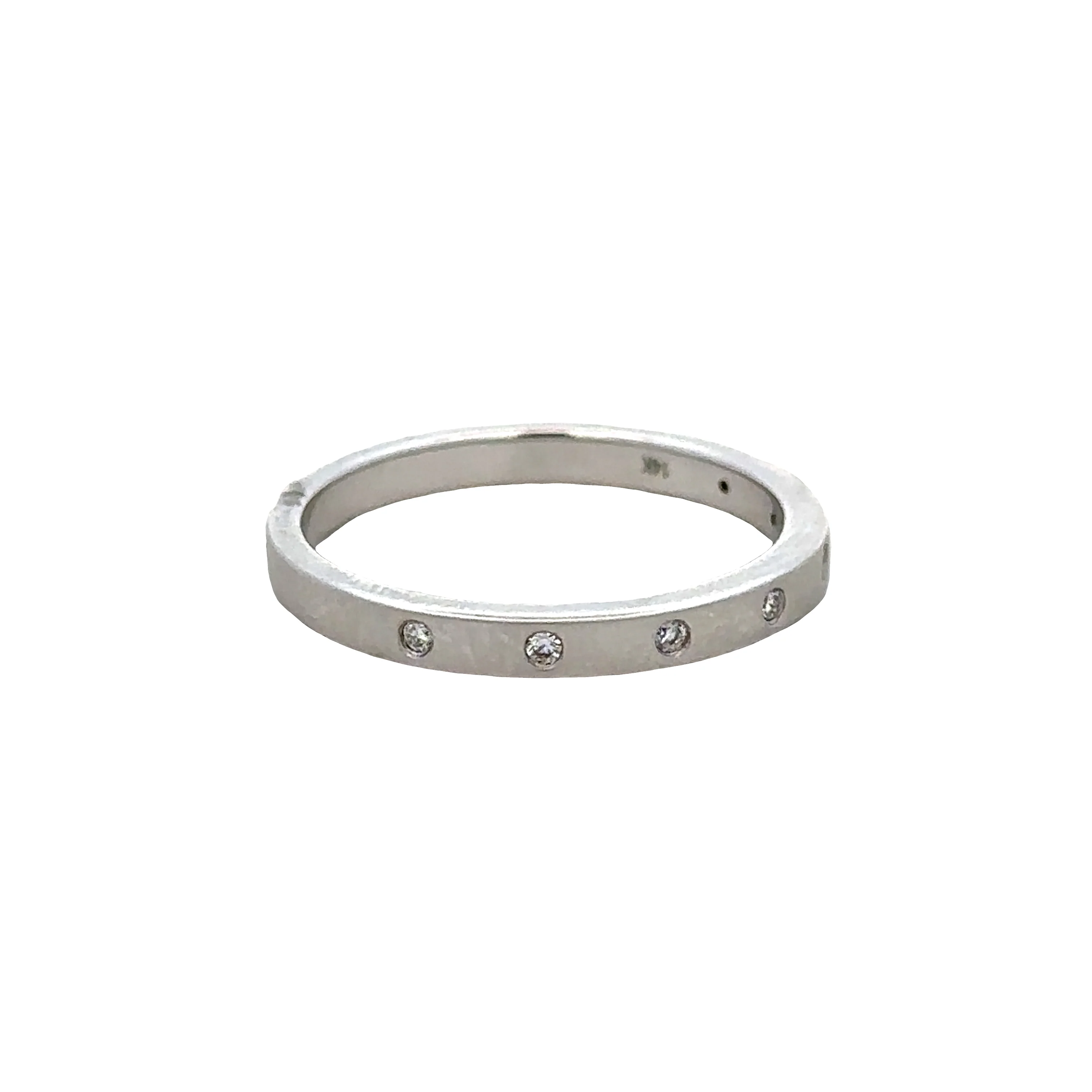 Brushed 14k White Gold Diamond Band – Size 6 - Image 2