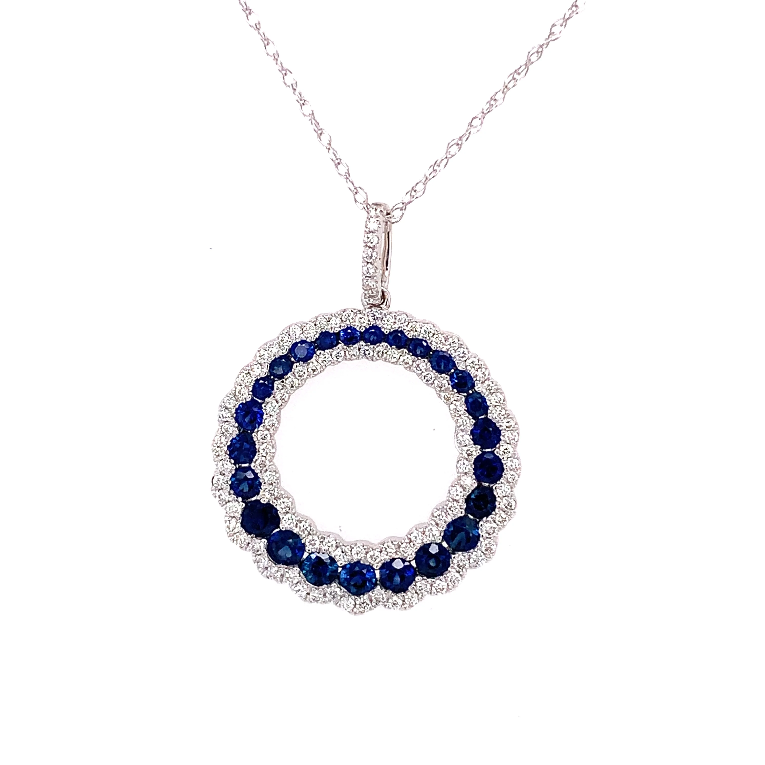 Circular Sapphire and Diamond Pendant