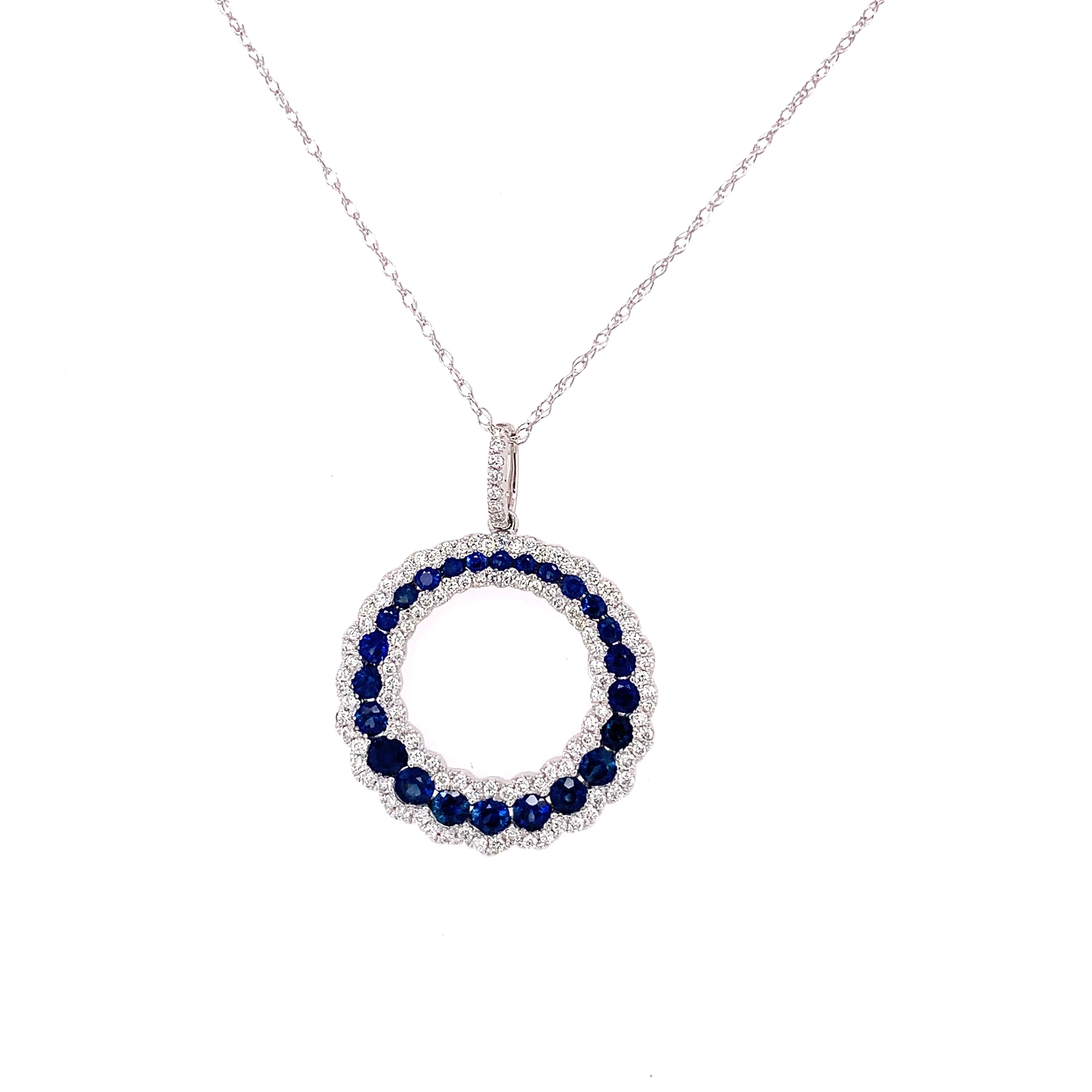 Circular Sapphire and Diamond Pendant - Image 2