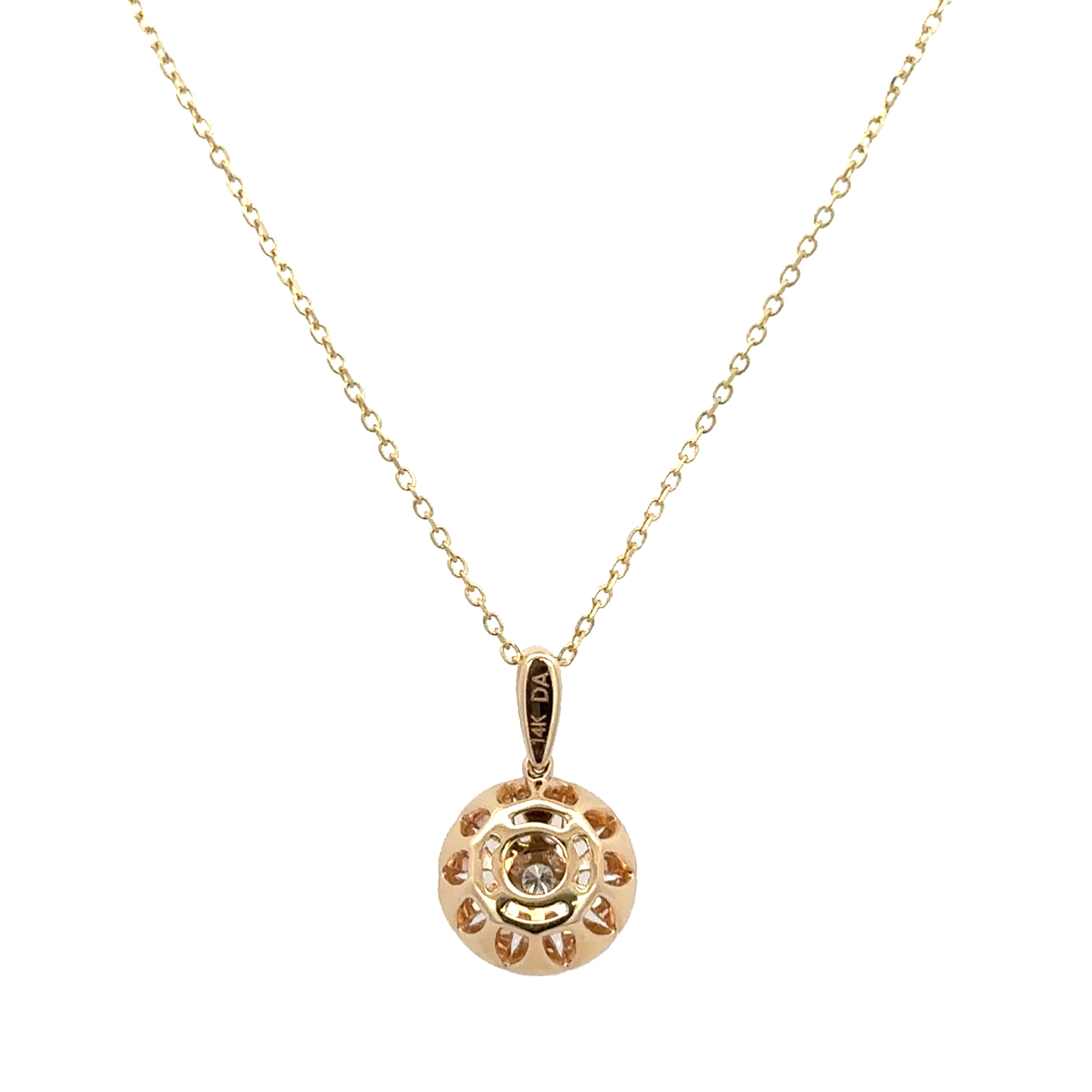 Circular Sunburst Diamond Pendant in Yellow Gold - Image 3