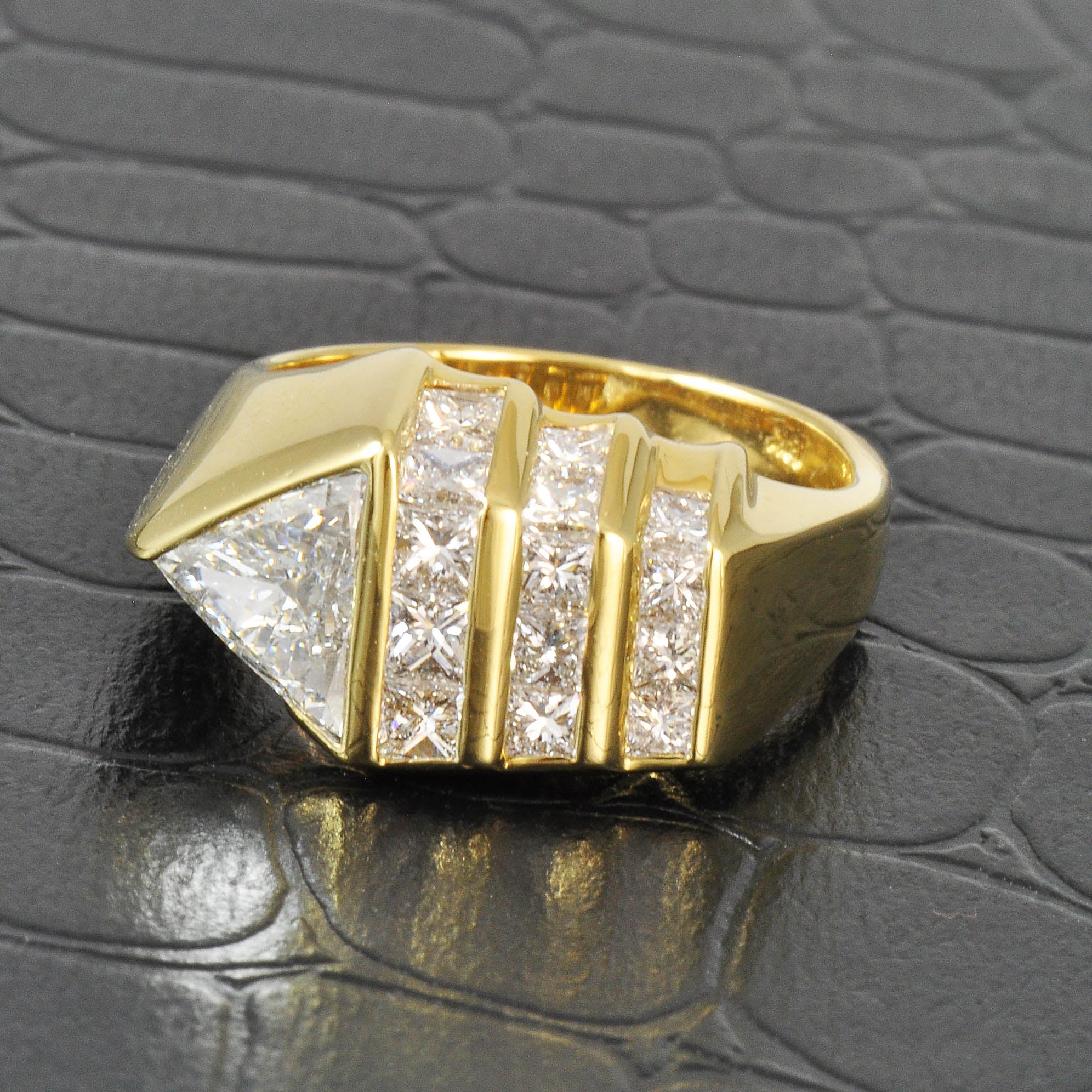 Contemporary Channel Set Diamond Ring in 18K Yellow Gold