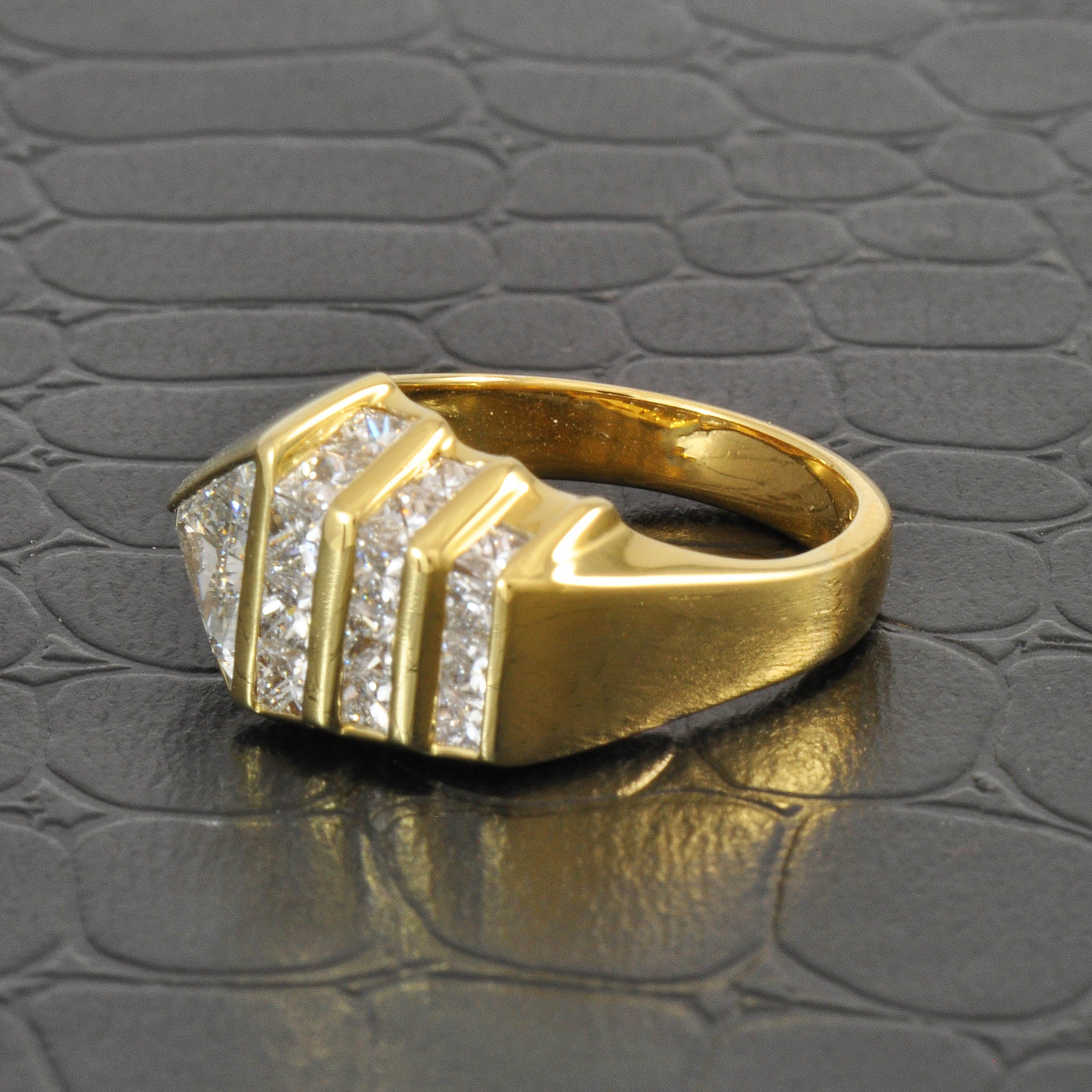 Contemporary Channel Set Diamond Ring in 18K Yellow Gold - Image 2