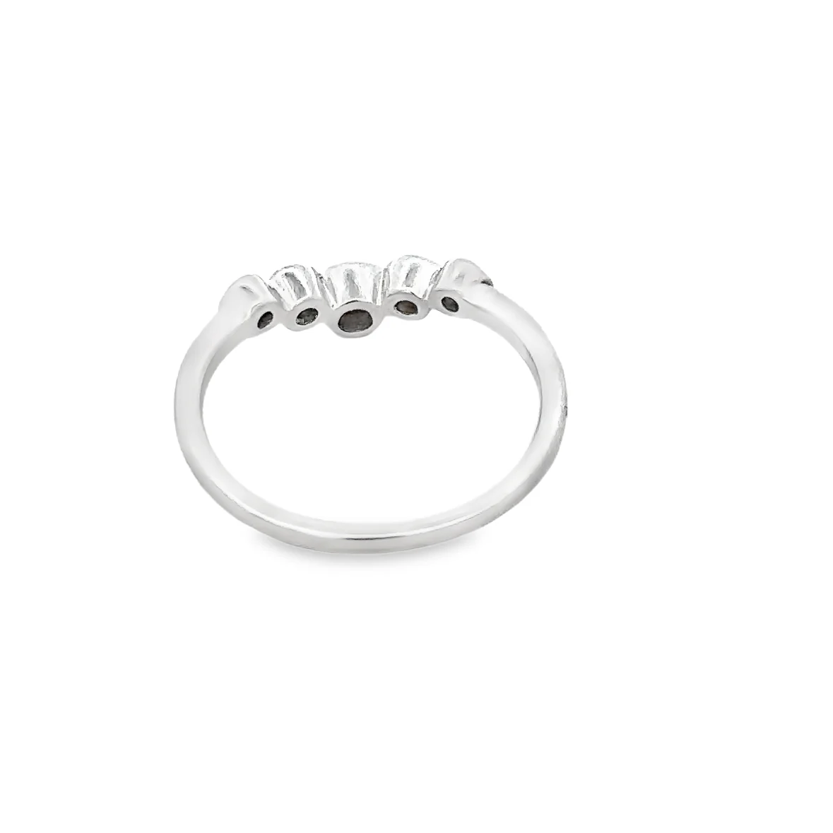 Curved Diamond Bezel Band in White Gold - Image 3