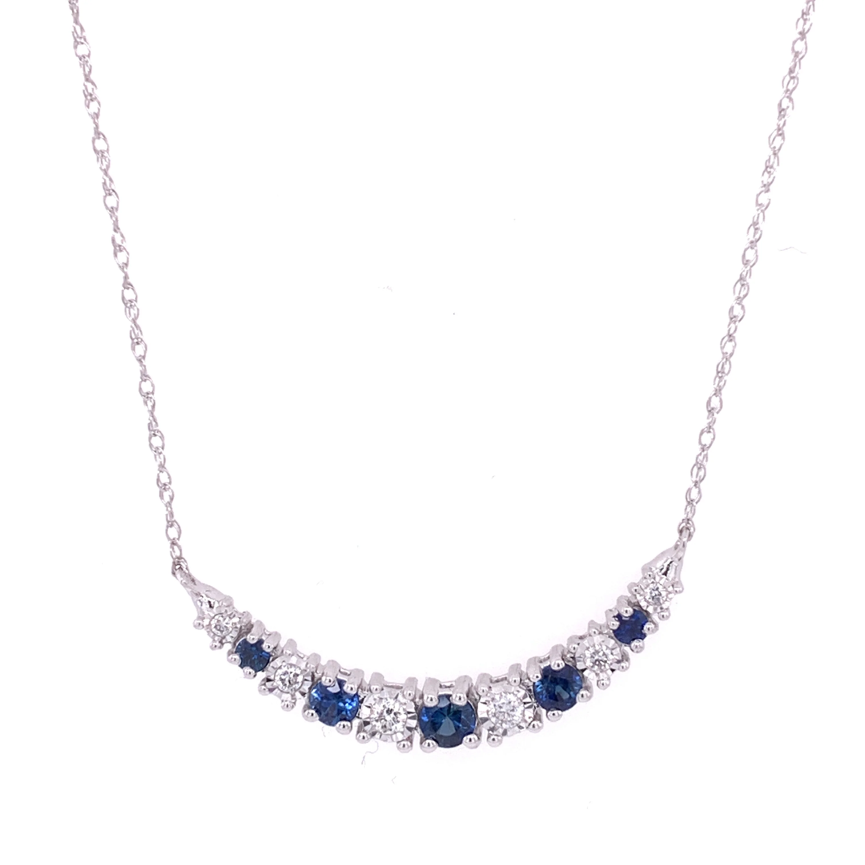 Curved Sapphire and Diamond Necklace